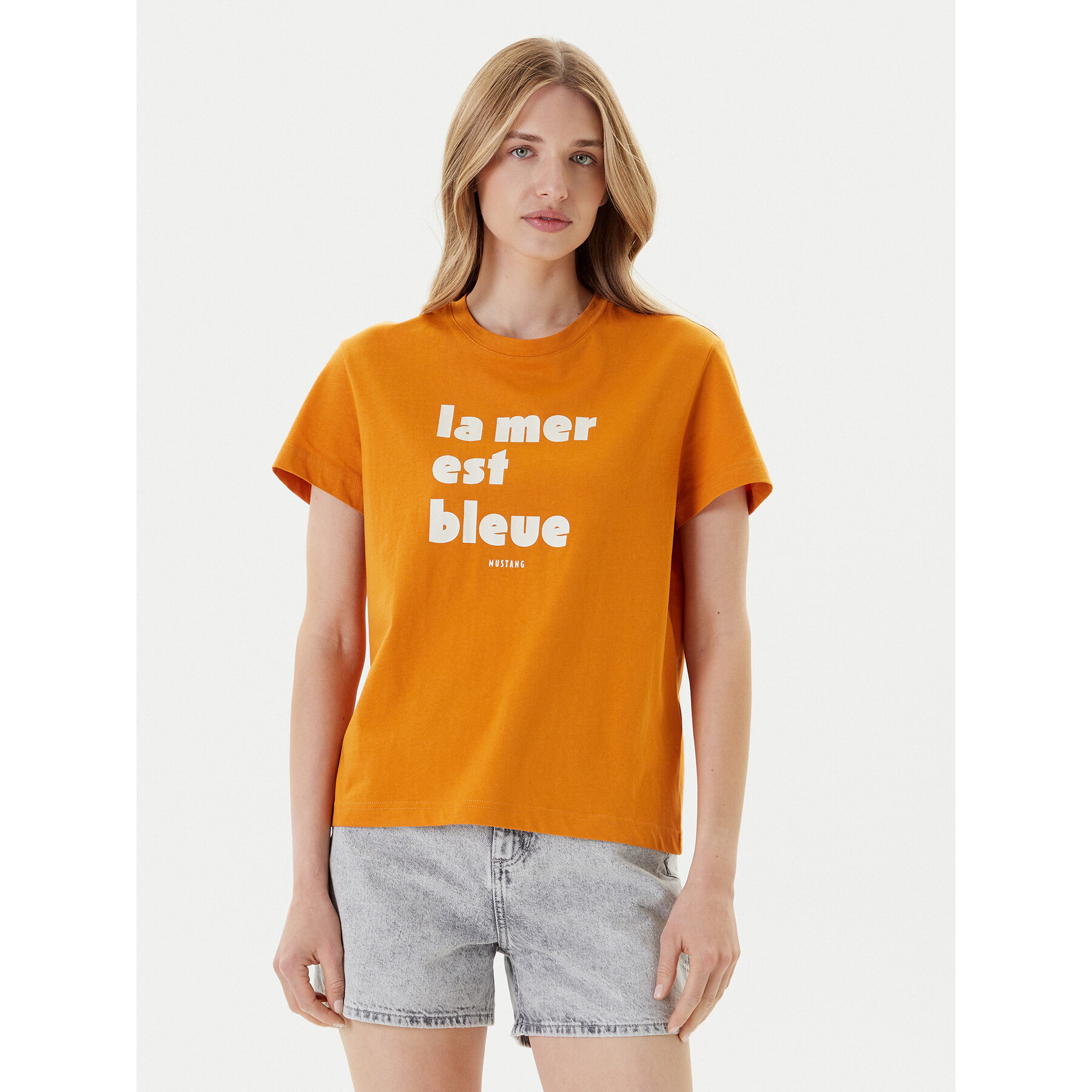 Mustang T-shirt Floris 1016157 Arancione Relaxed Fit