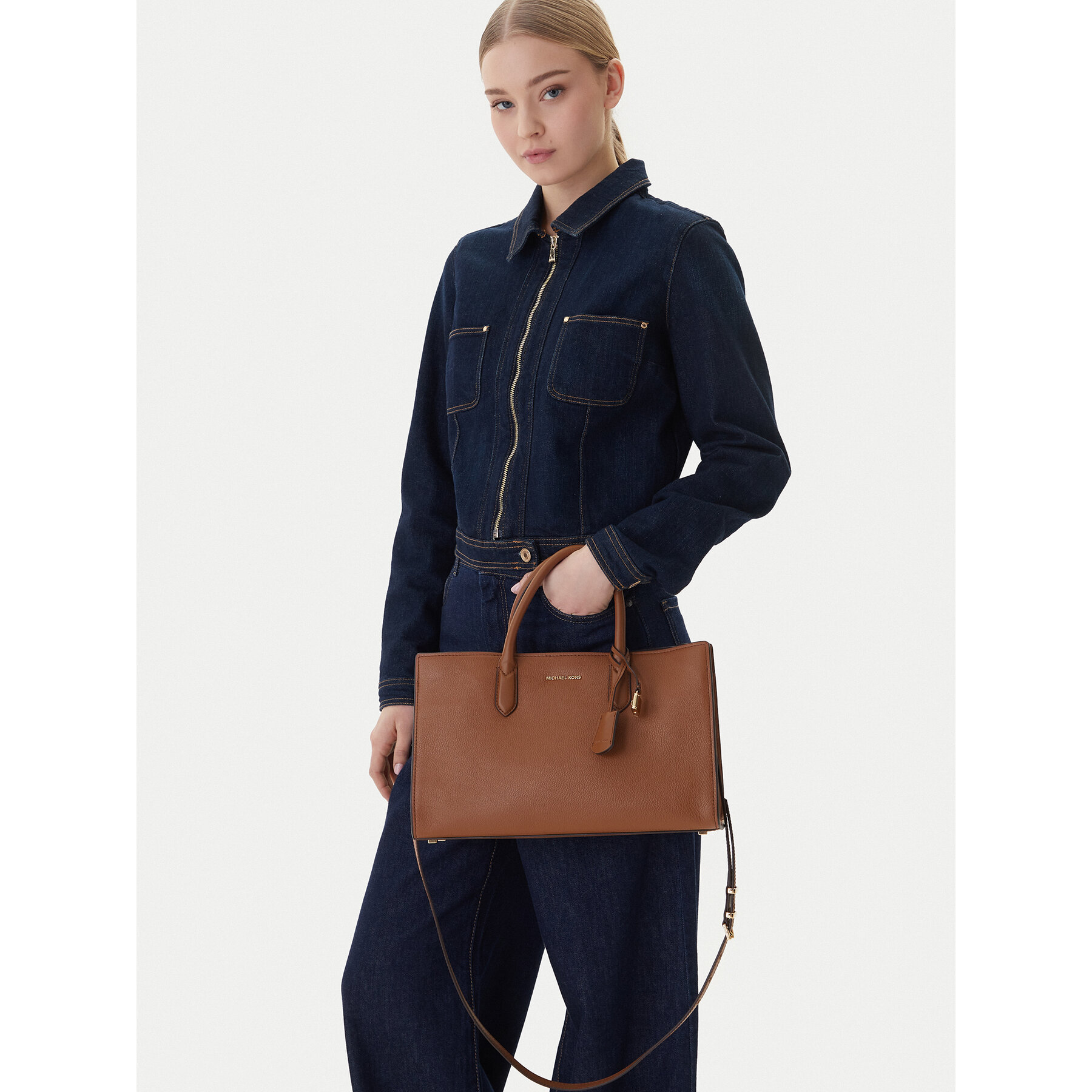 Táska MICHAEL Michael Kors 30F4GETS2L Barna