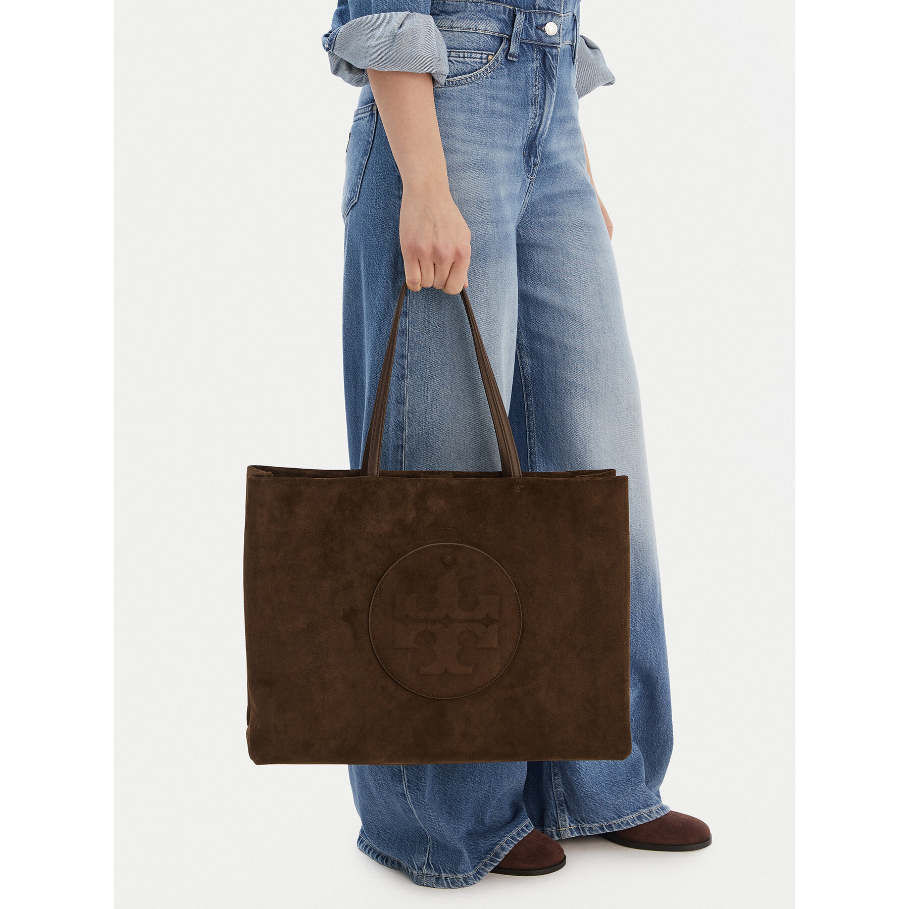 Дамска чанта Tory Burch Ella Suede Tote 170980 Кафяв