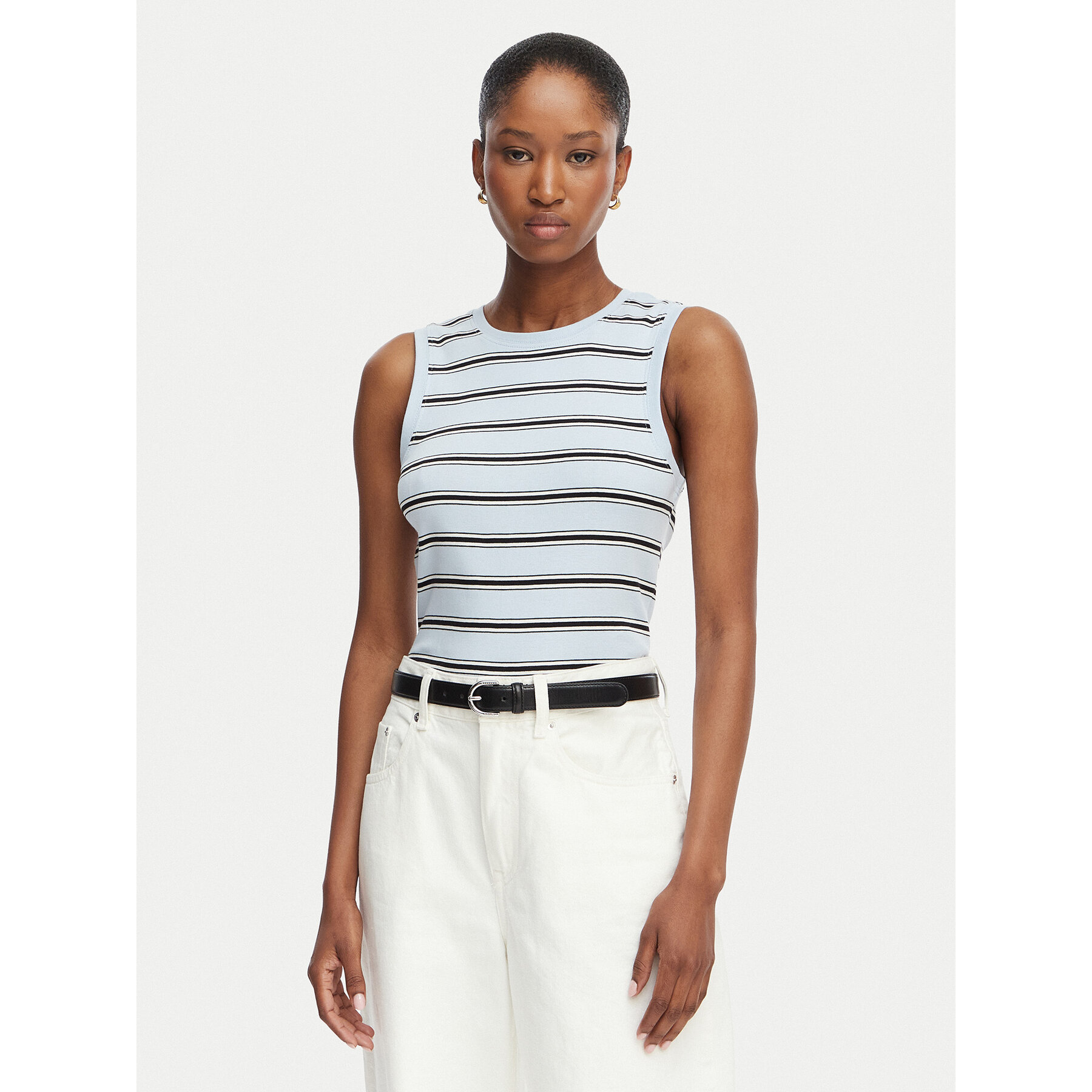 Tommy Hilfiger Top Multistripe WW0WW50025 Modra Slim Fit