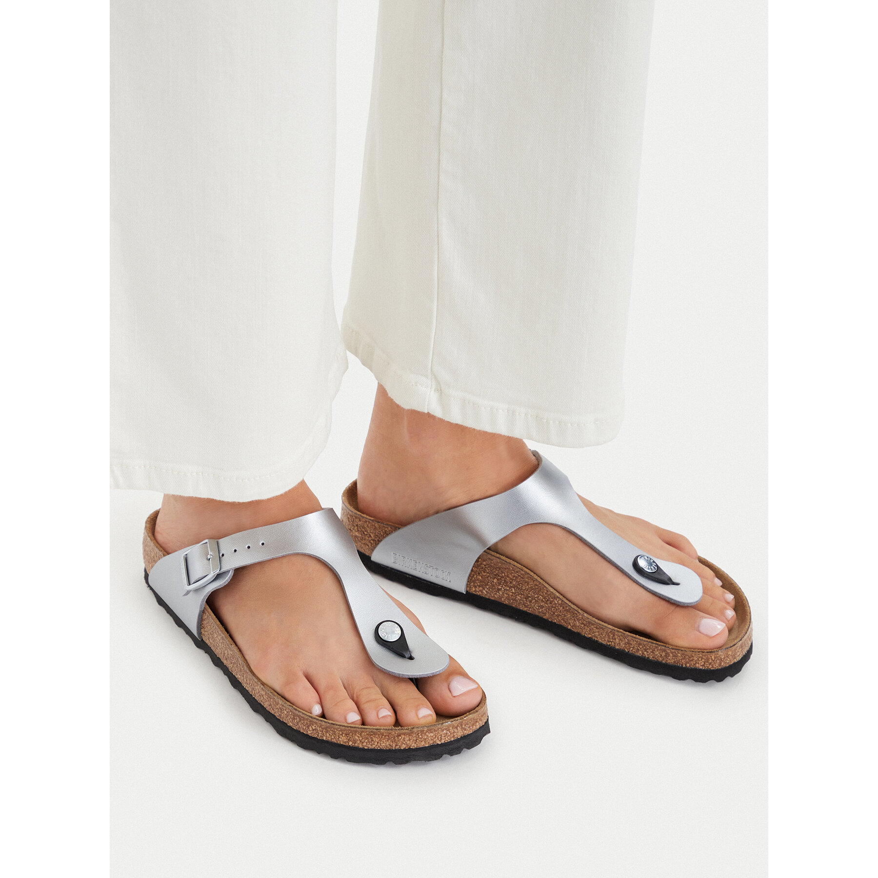 Japonke Birkenstock Gizeh Bs 0043853 Srebrna