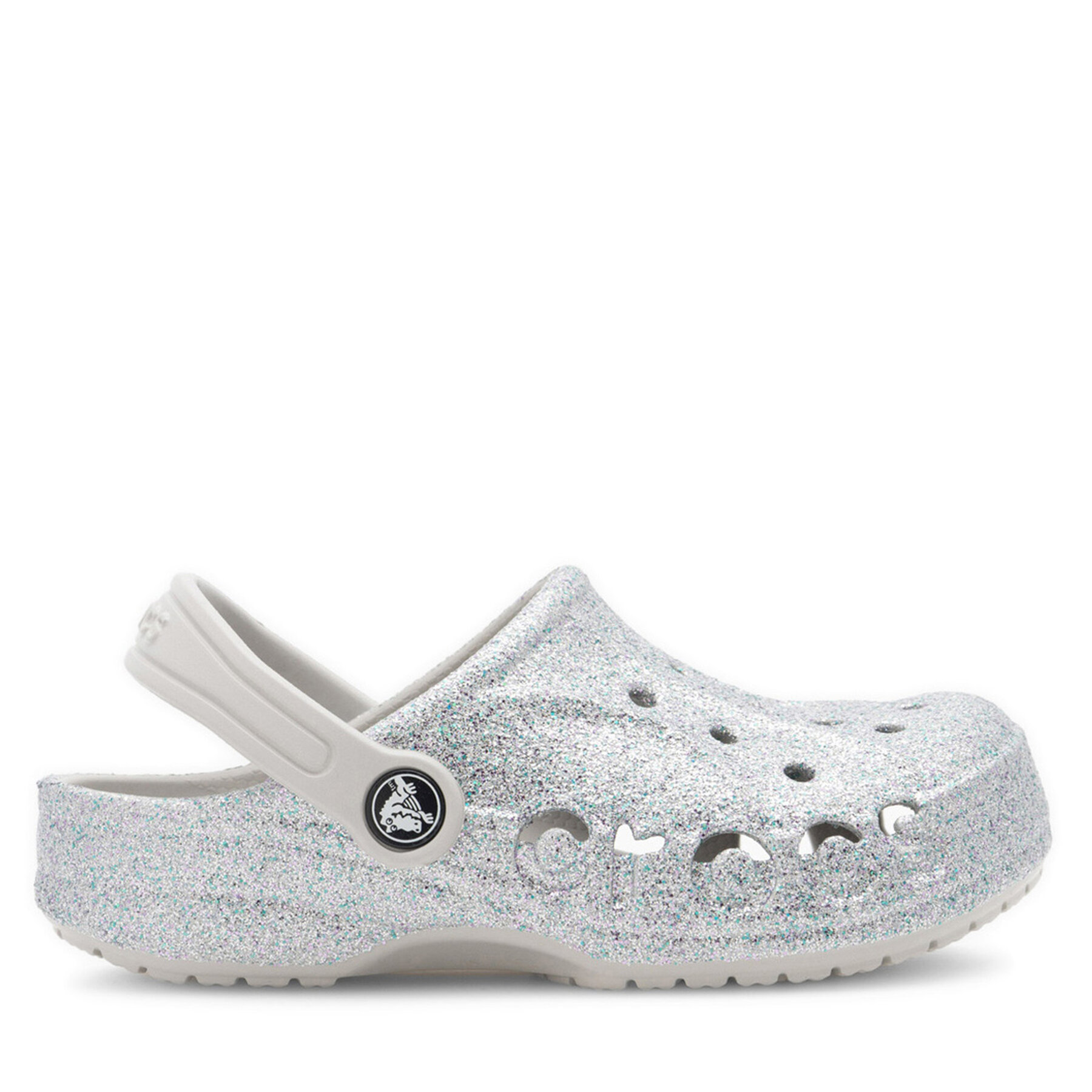 Bambina Ciabatte Crocs, Taglia 32_33, Argento, BAYA GLITTER CLOG K 207015-040, taglia : 32_33
