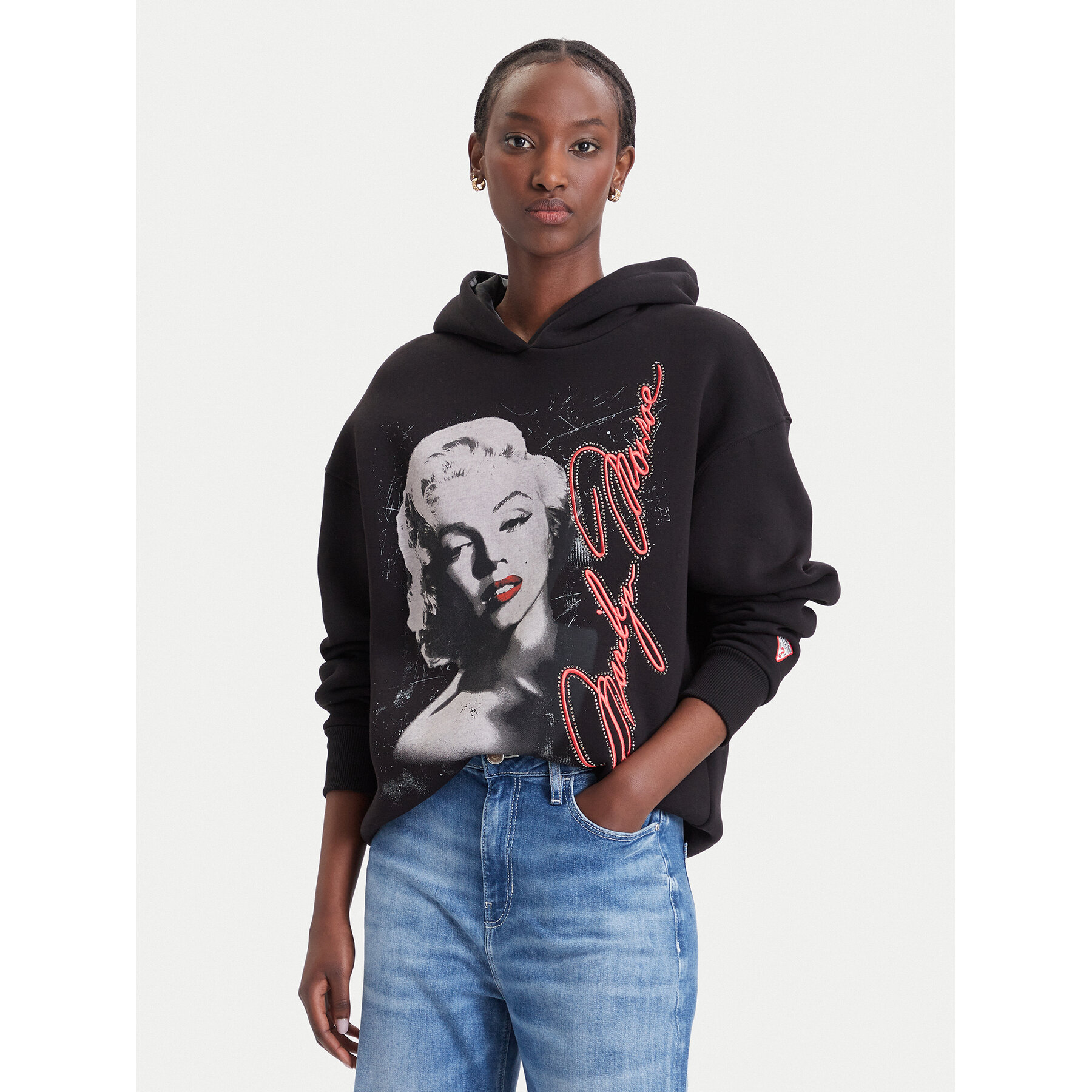 Guess Sweatshirt W6BQ18 K6664 Schwarz Oversize