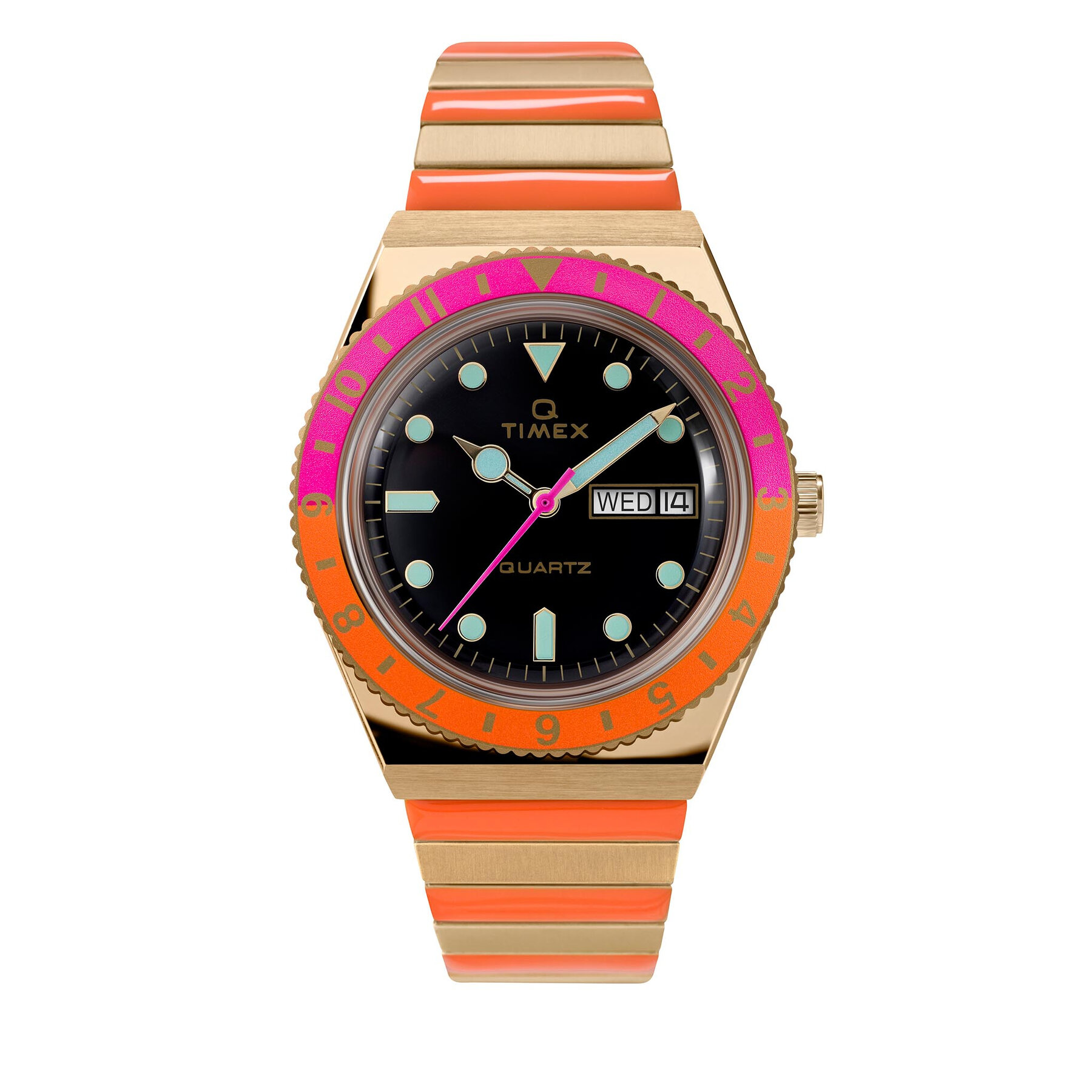 Ročna ura Timex Q Reissue Malibu TW2U81600 Orange/Gold