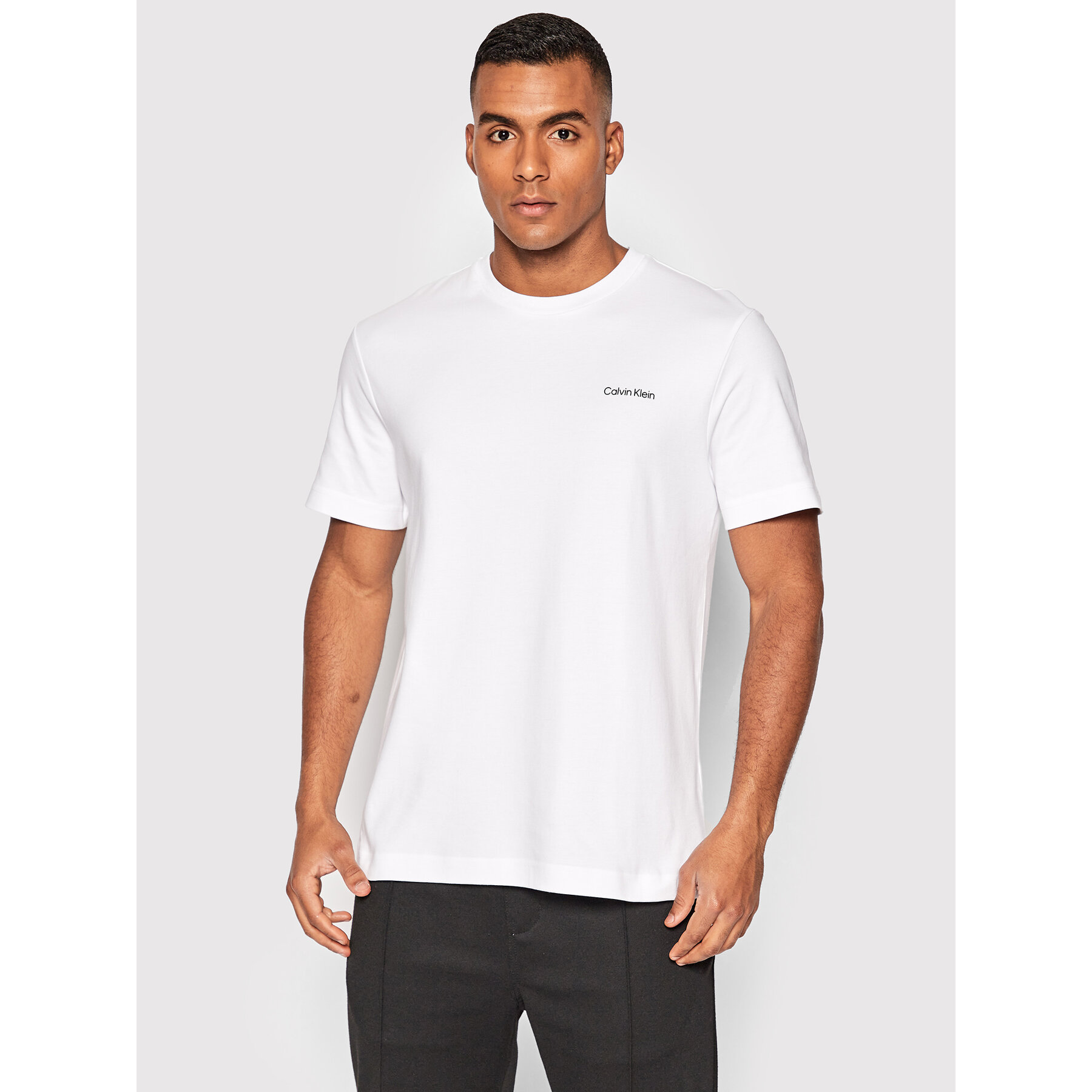 Calvin Klein Póló Micro Logo Interlock K10K109894 Fehér Regular Fit