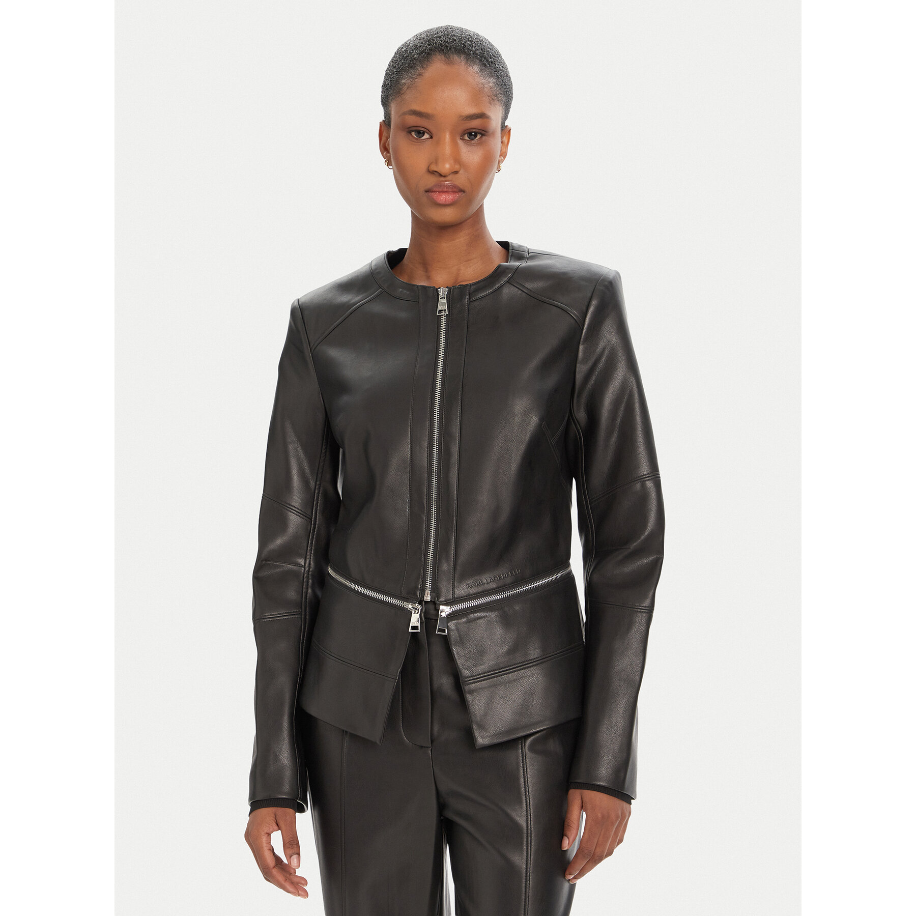 KARL LAGERFELD Jacke aus Kunstleder A3W14050 Schwarz Slim Fit