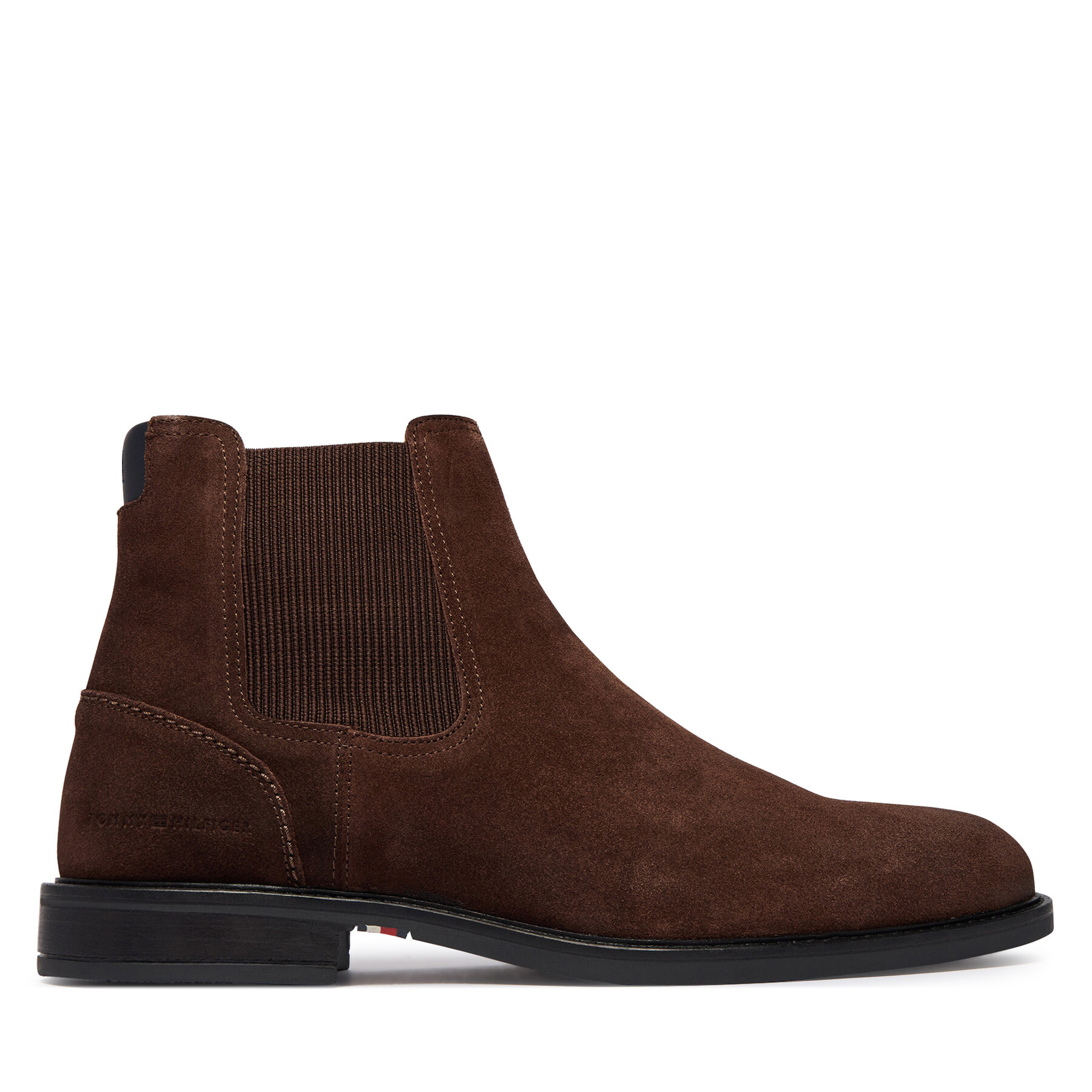 Členková obuv s elastickým prvkom Tommy Hilfiger Corporate Dressy Suede Chelsea FM0FM05953 Hnedá
