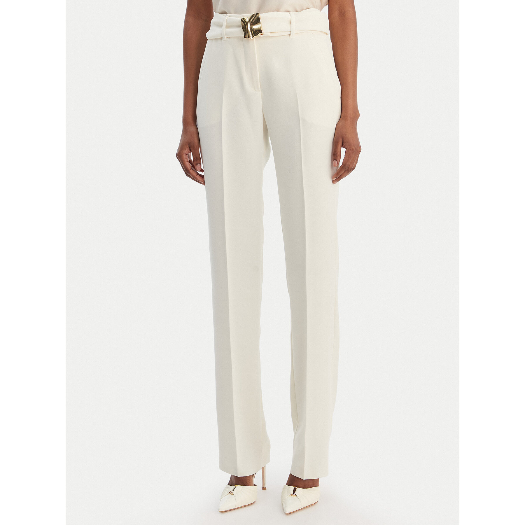 Marella Chinos Elica 2613131063 Écru Slim Fit