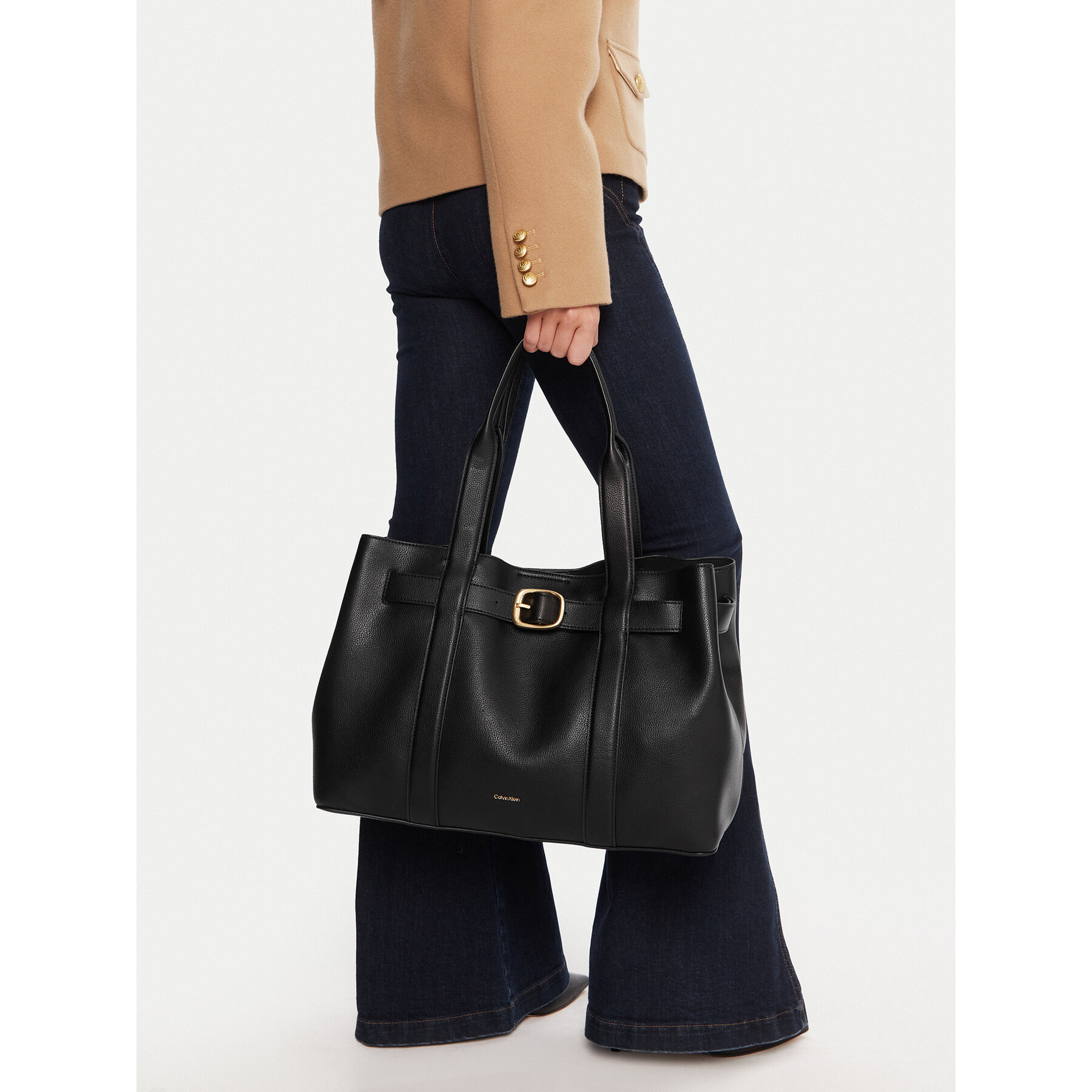 Táska Calvin Klein Buckle Medium Tote LV04F3294G Fekete