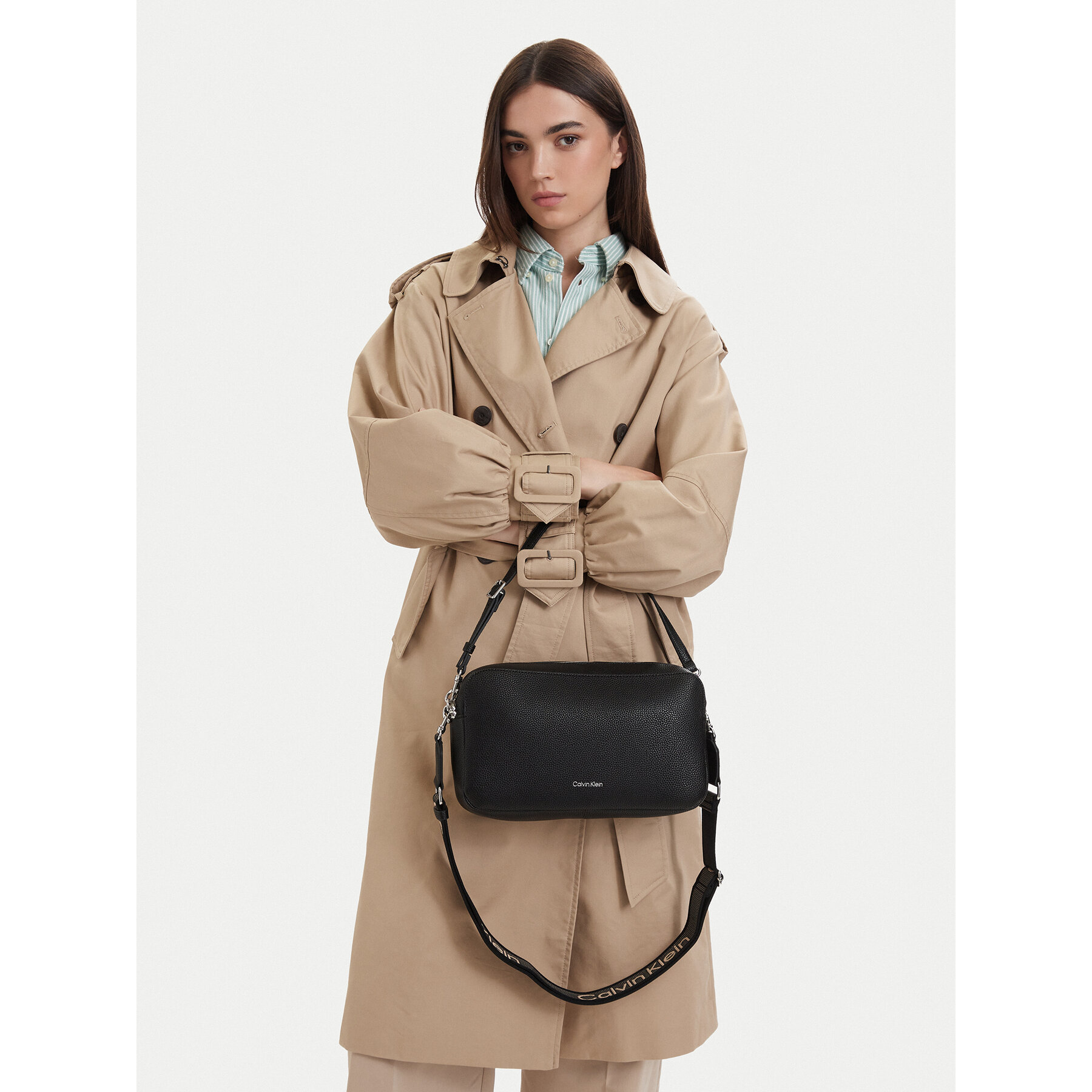 Geantă Calvin Klein Webbing 2X Strap Lg Camera Bag LV04F3642G Negru