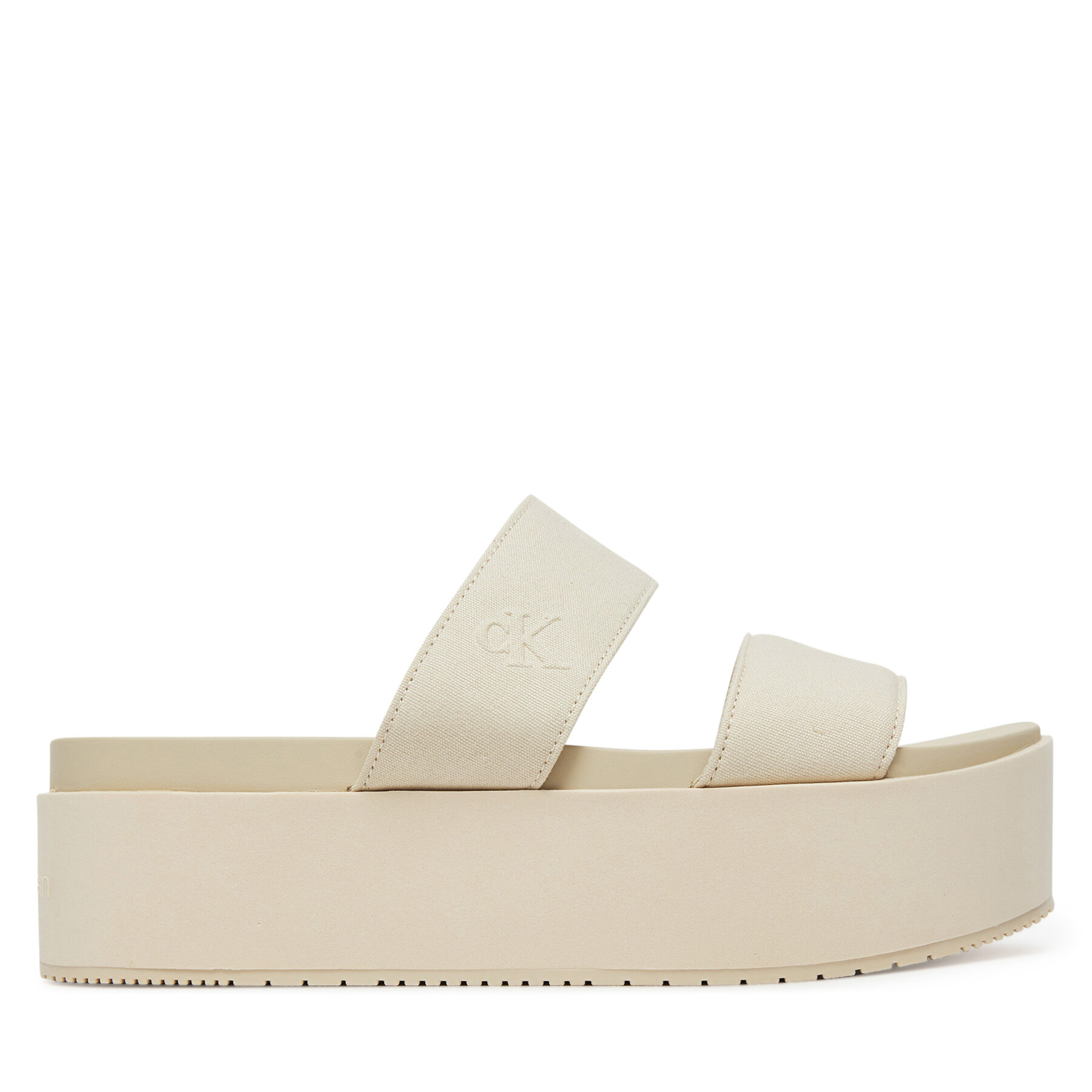 Papucs Calvin Klein Jeans Flatform Sandal Webbing In YW0YW01789 Ekru