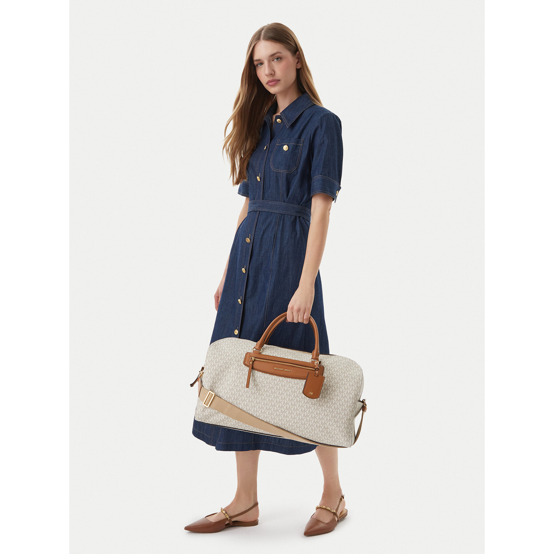 Putna torba MICHAEL Michael Kors Jet Set Travel Extra 30S6GTVU4B Écru