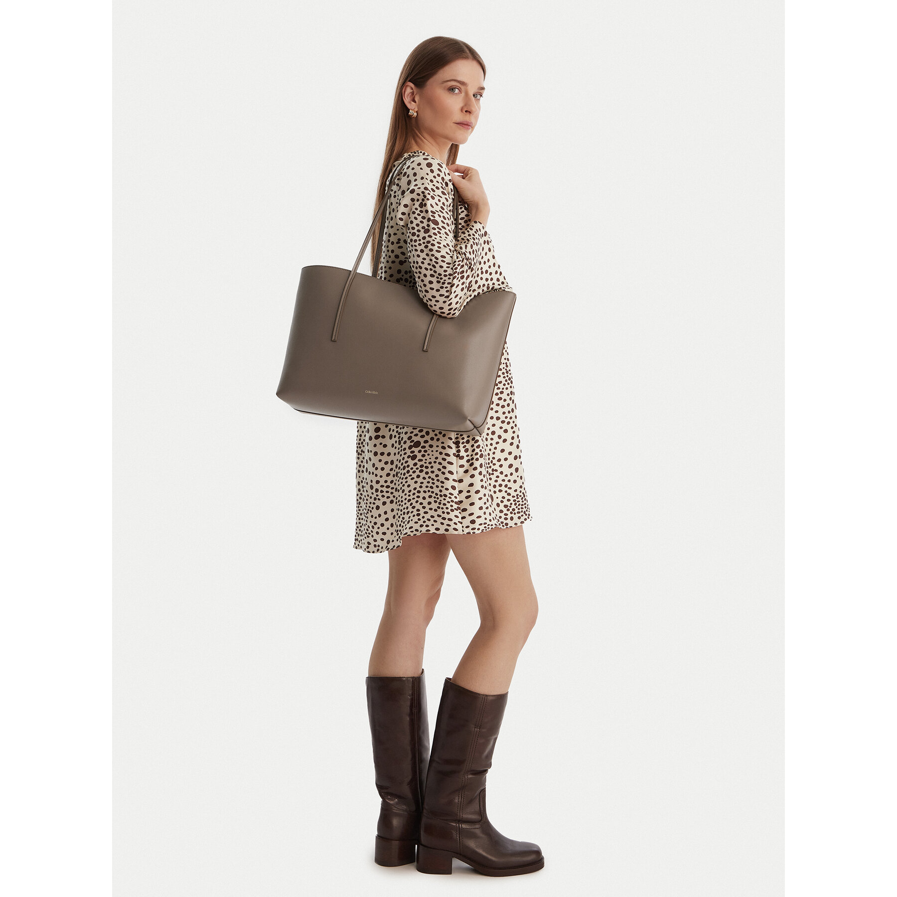 Geantă Calvin Klein Foil Logo Tote W/Pouch LV04F3274G Bej