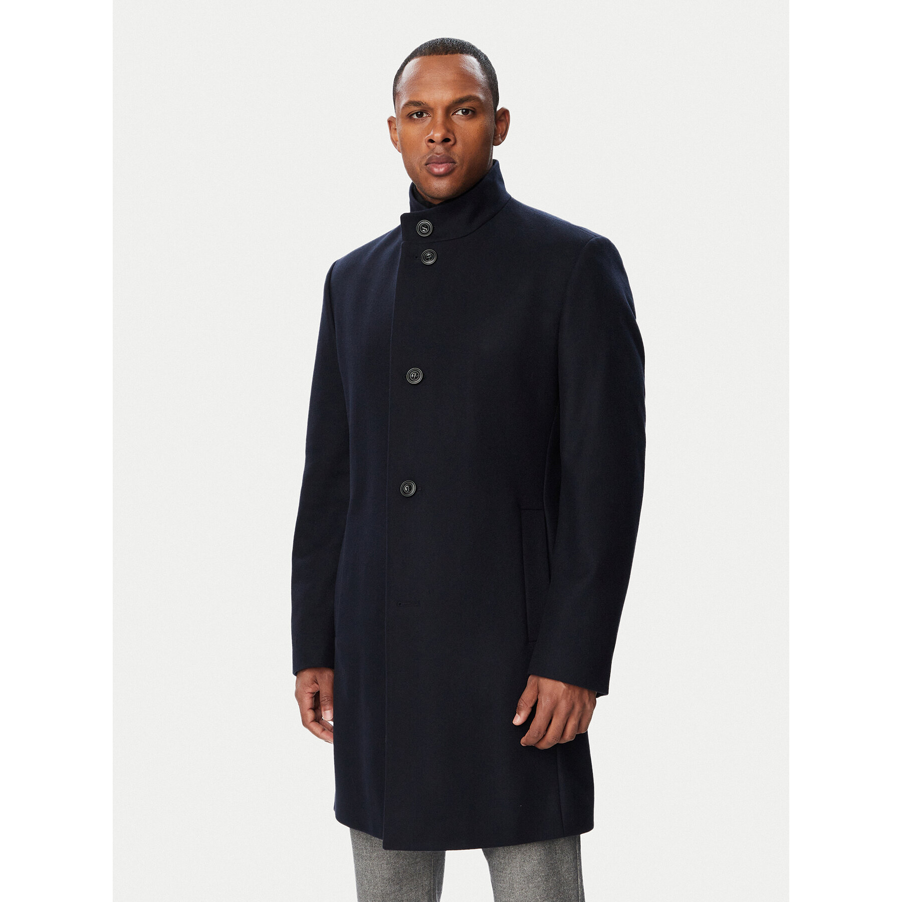HUGO Wollmantel 50569223 Dunkelblau Regular Fit