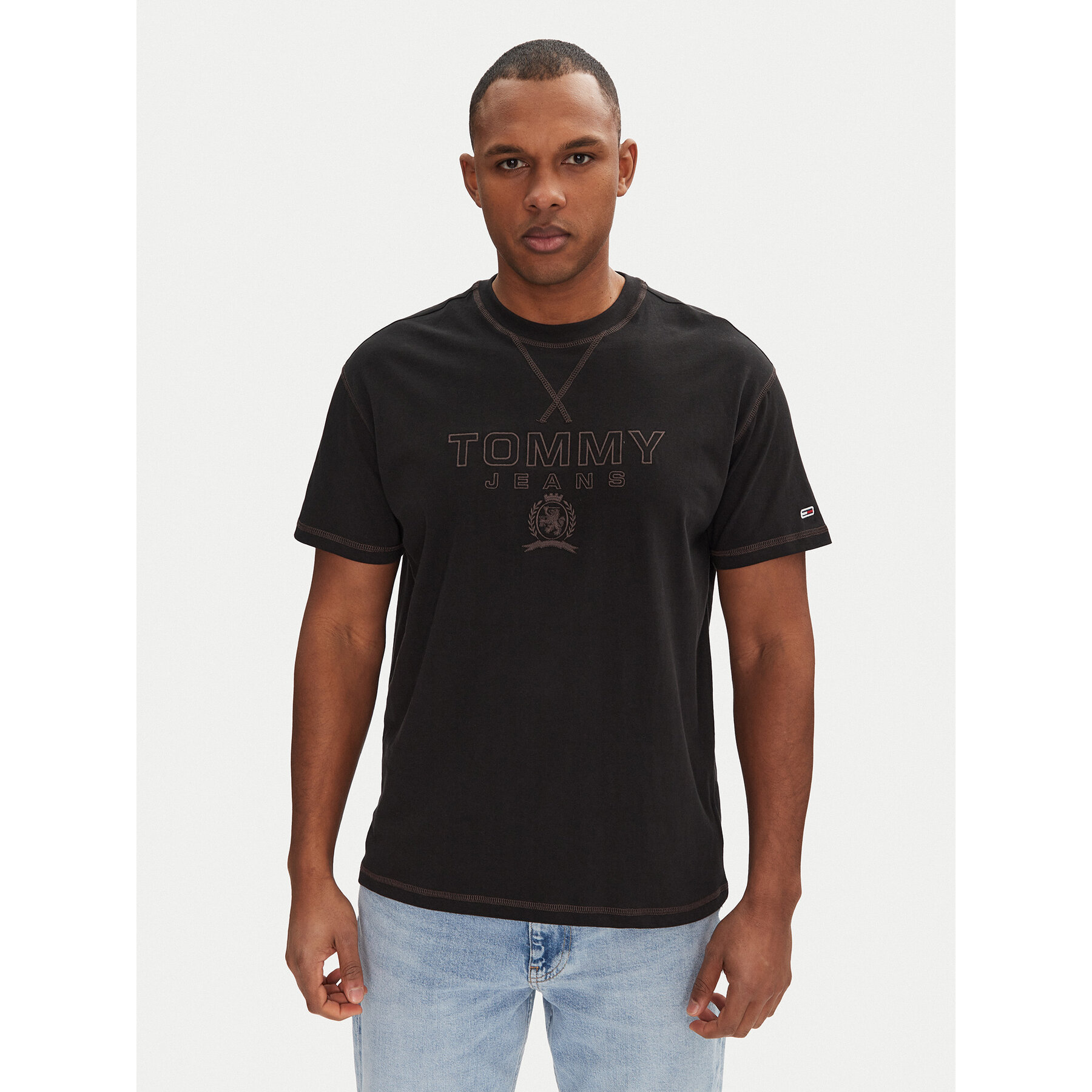 Tommy Jeans Póló Tonal Crest DM0DM20805 Fekete Relaxed Fit