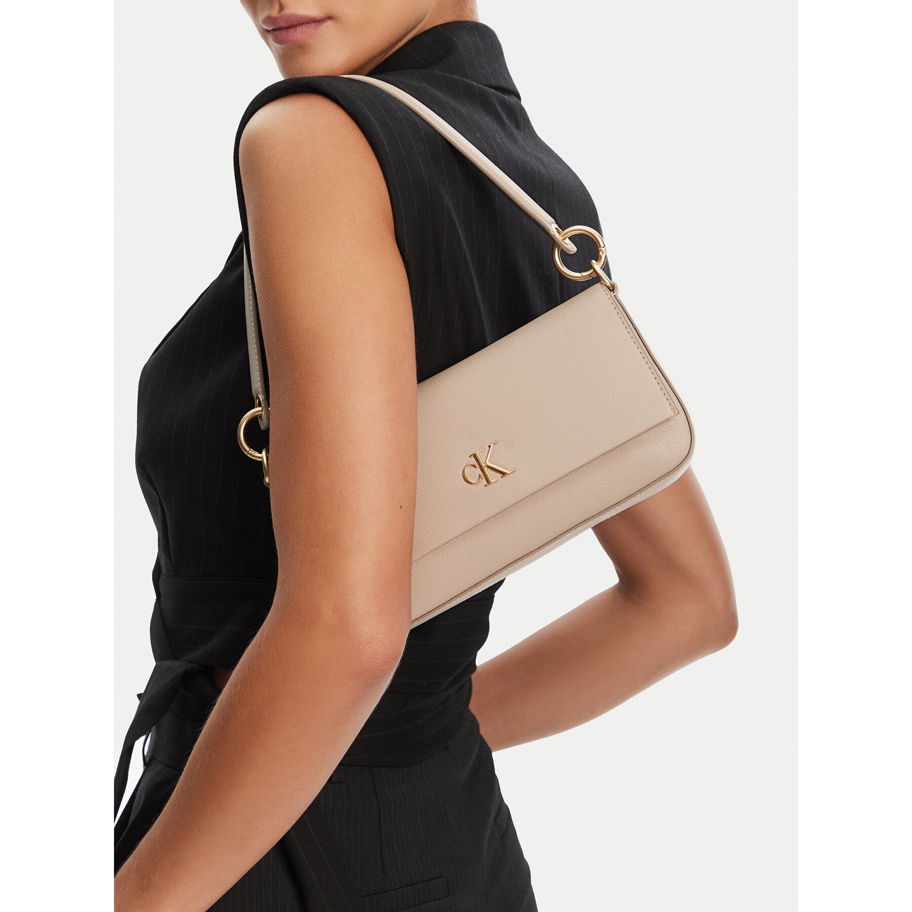 Torbica Calvin Klein Minimal Monogram Shoulder Pouch LV04K3161G Bež