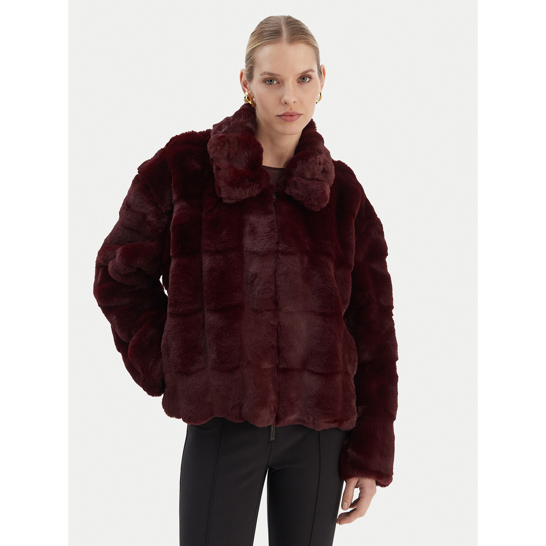 Bardot Pelzmantel Sylvie 59474JB4 Dunkelrot Relaxed Fit