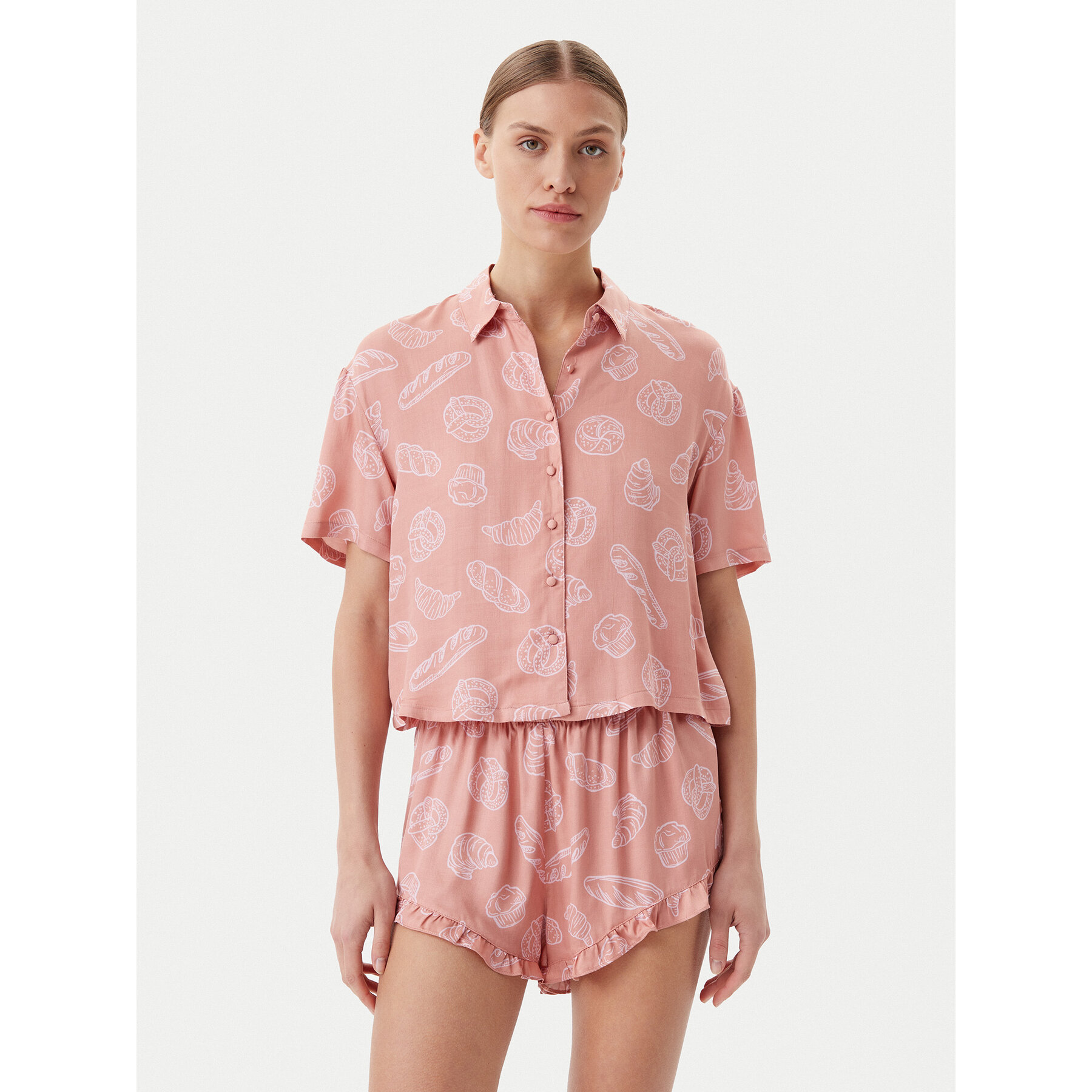 Hunkemöller Hunkemöller Μπλούζα πιτζάμας 301513 Μπεζ Regular Fit