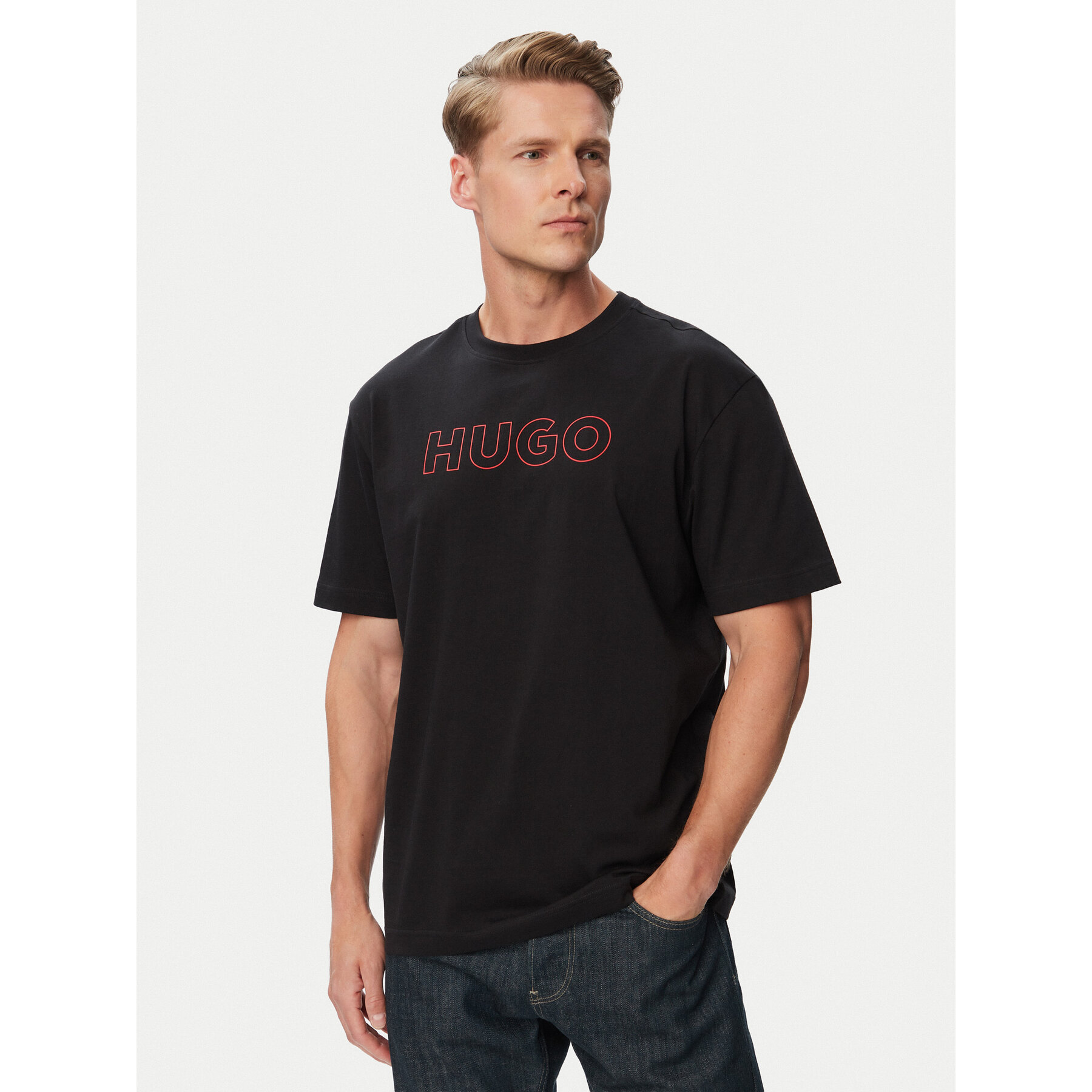 HUGO Camiseta Ezra 50566114 Negro Regular Fit