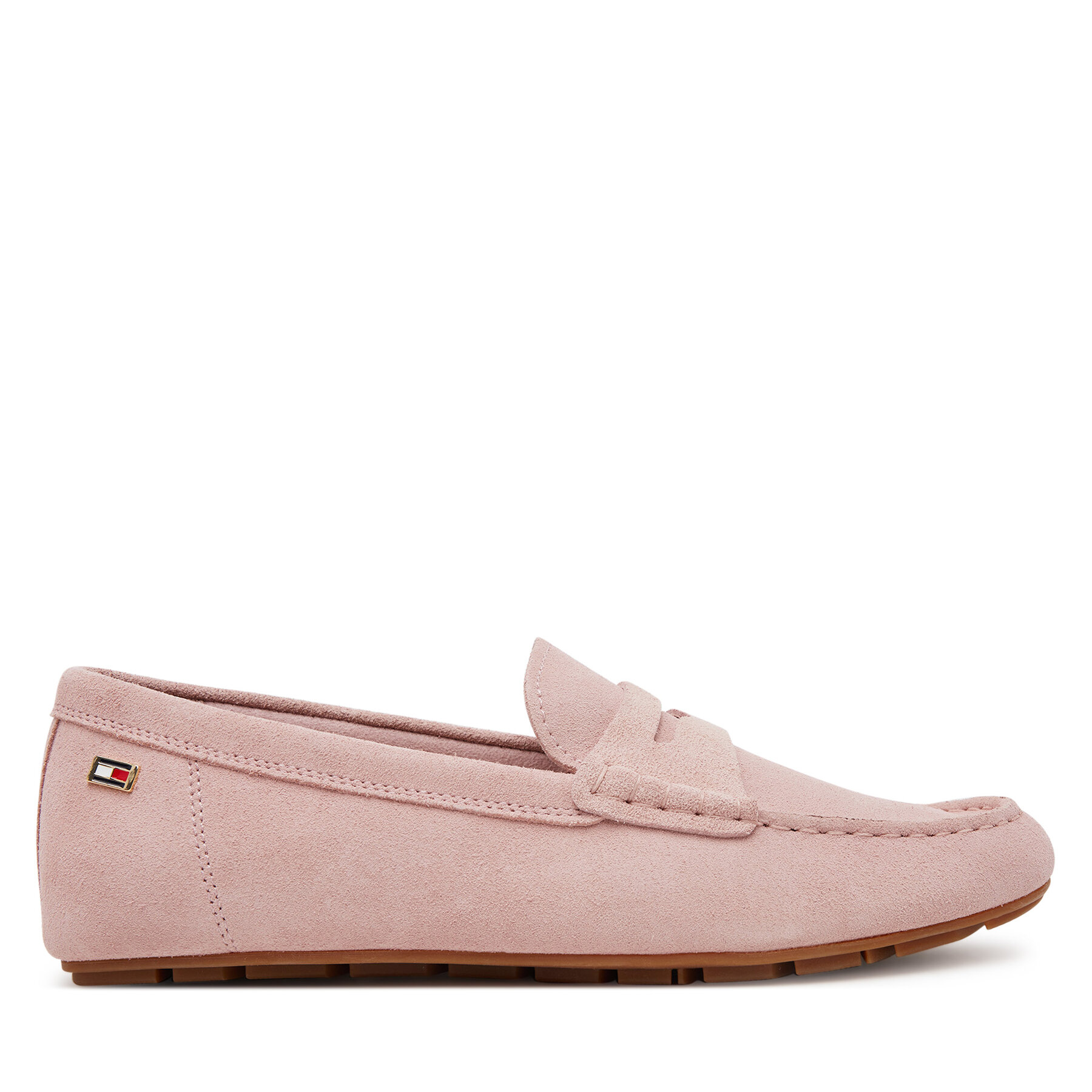 Donna Mocassini Tommy Hilfiger, Taglia 41, Rosa, Flag Soft Suede Driver Loafer FW0FW08558, taglia : 41