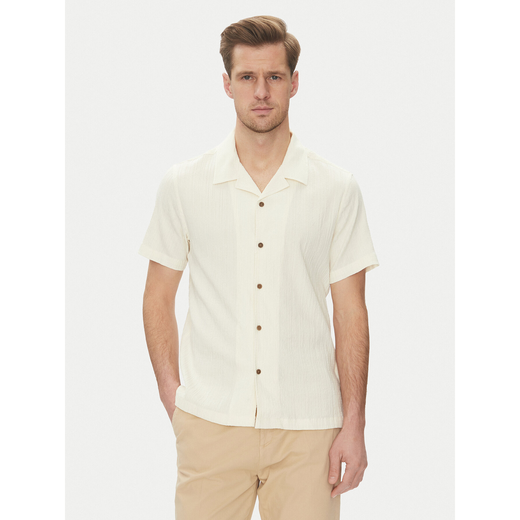 Guess Hemd M5GH67 WH340 Écru Regular Fit