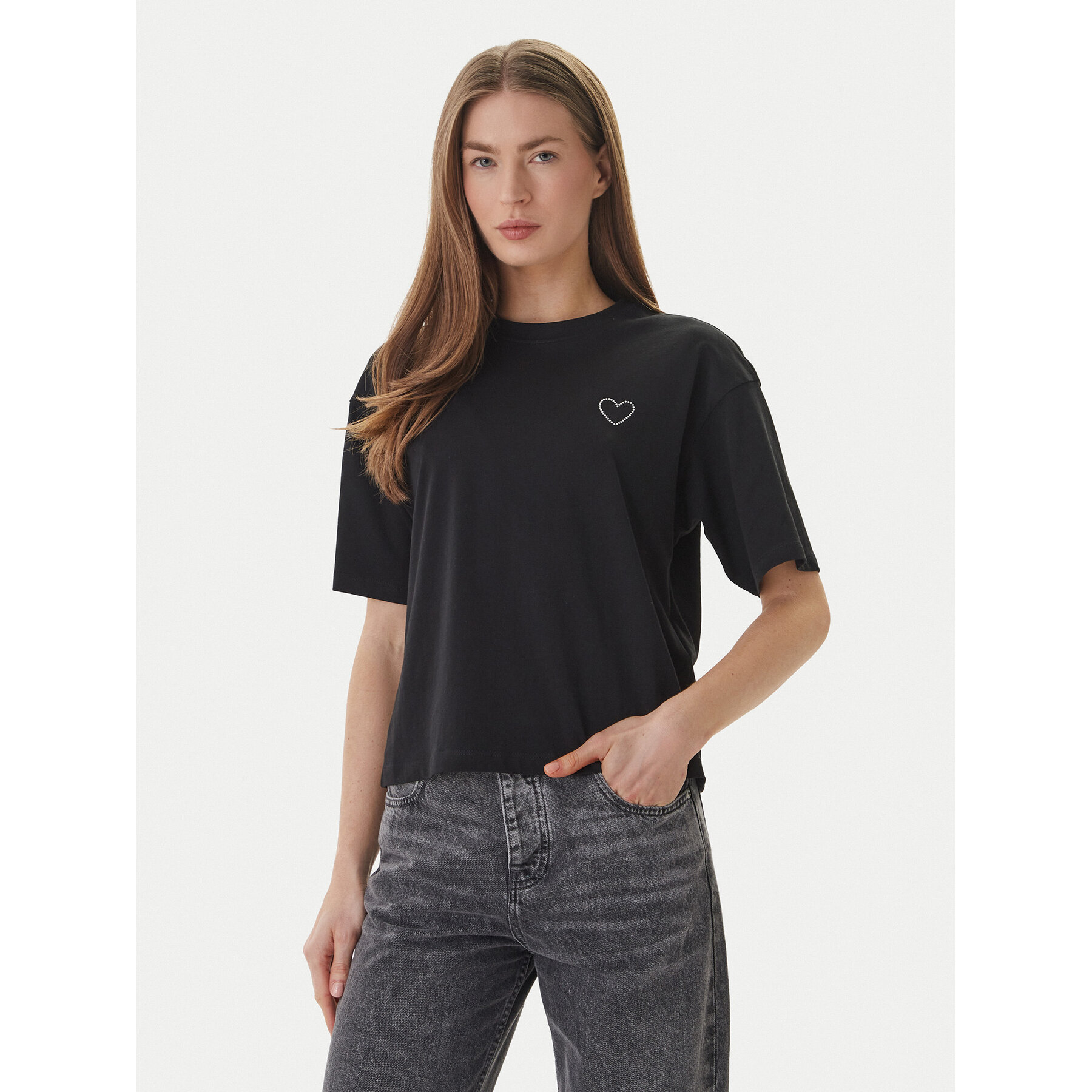 ONLY T-shirt Rhine 15368901 Crna Boxy Fit