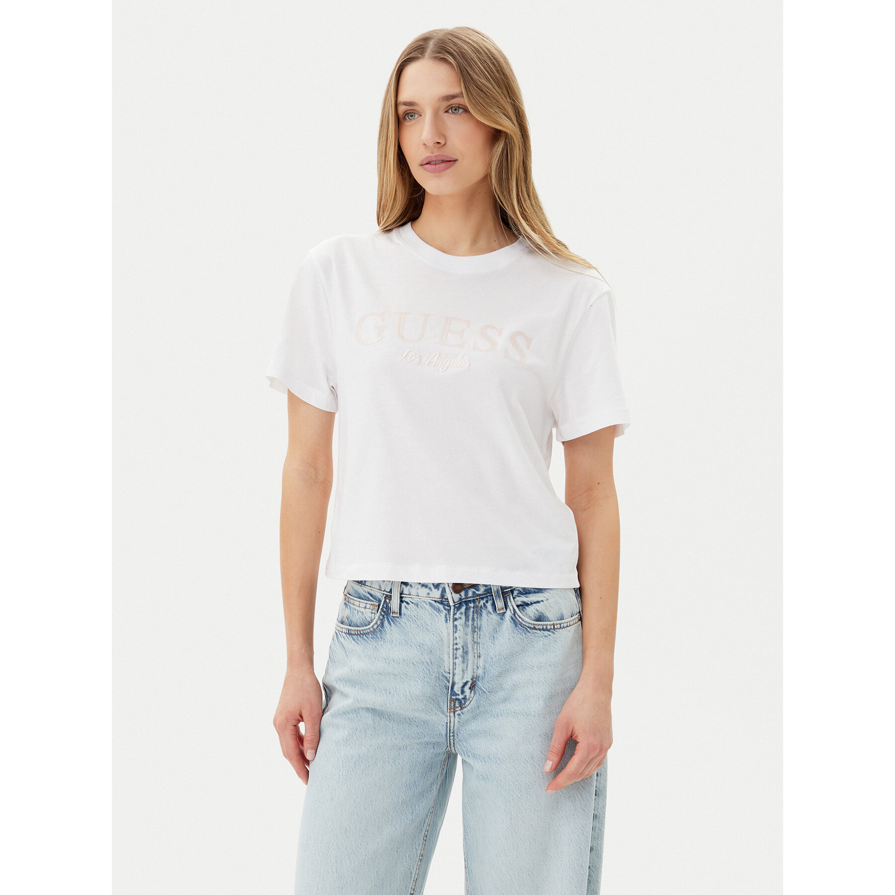 Guess T-Shirt V5GI09 K9RM1 Λευκό Regular Fit