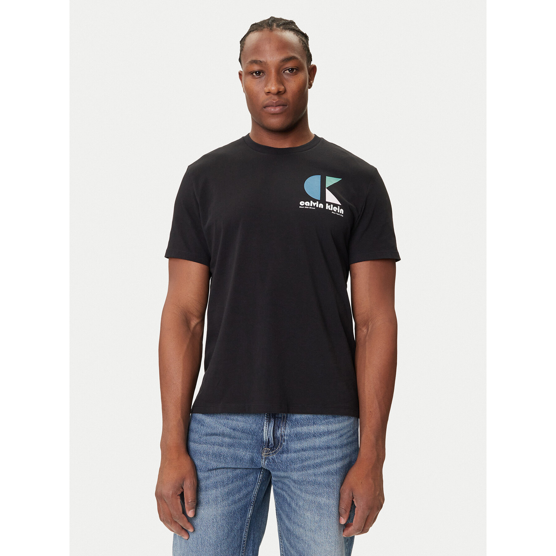 Calvin Klein Jeans Majica Bauhaus Logo LV04RC827G Črna Regular Fit