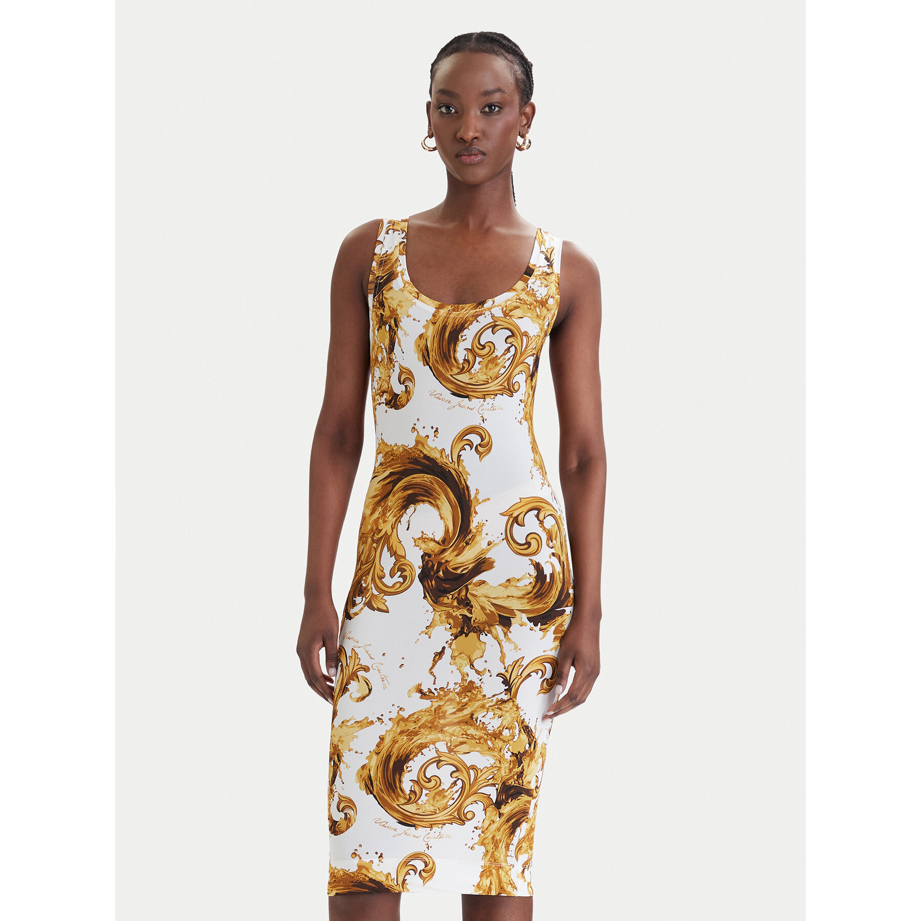 Versace Jeans Couture Kleid für den Alltag 80HAO946 JS533 Weiß Slim Fit
