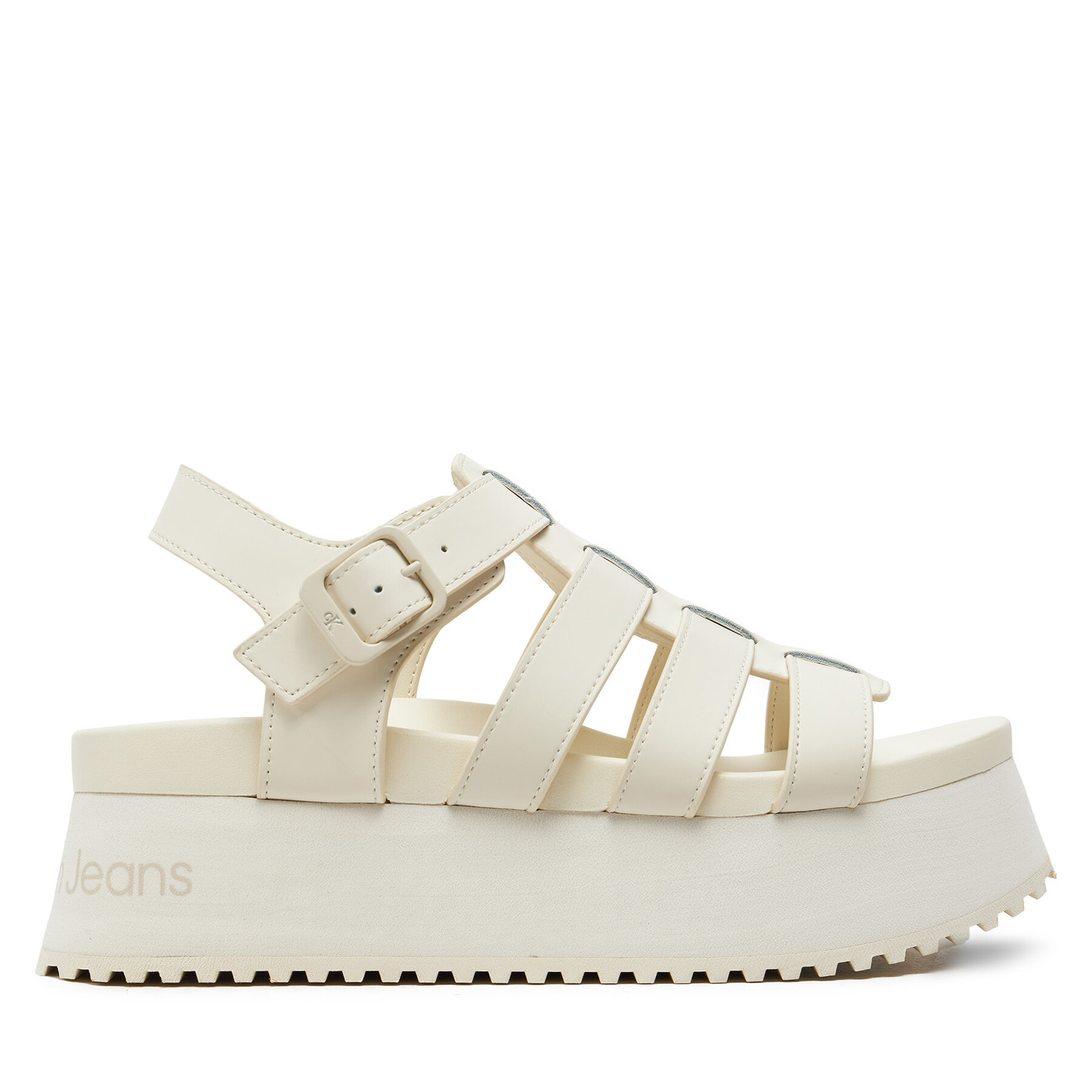 Donna Sandali Calvin Klein Jeans, Taglia 40, Écru, Platform Buckle Rubber Mg Mtl YW0YW01513, taglia : 40