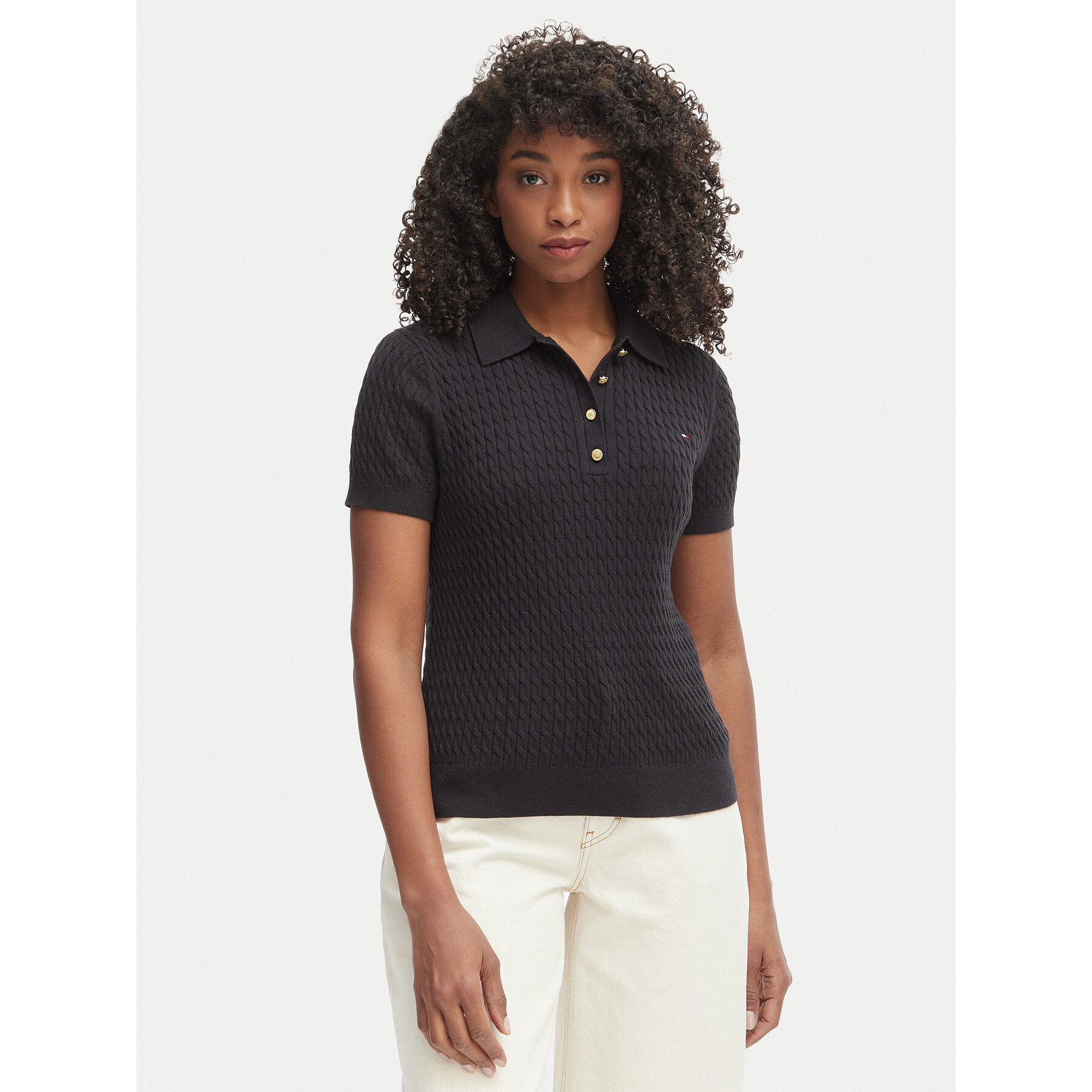 Tommy Hilfiger Polo WW0WW41474 Crna Regular Fit
