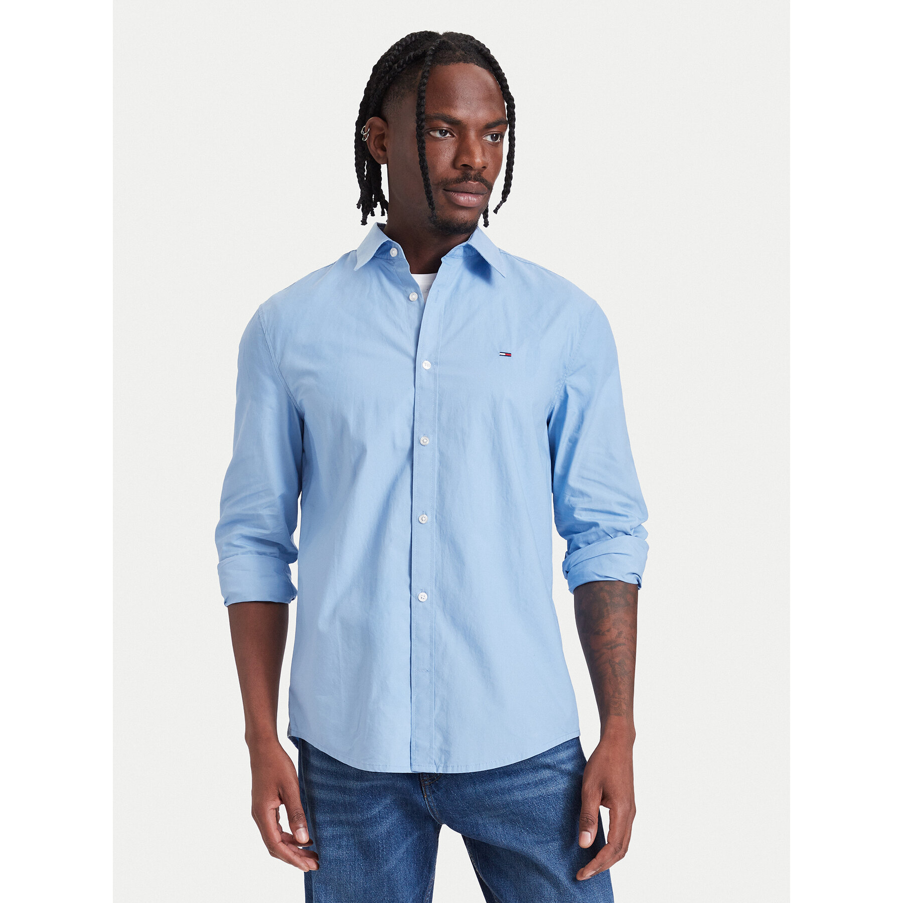 Tommy Jeans Hemd DM0DM22026 Hellblau Regular Fit