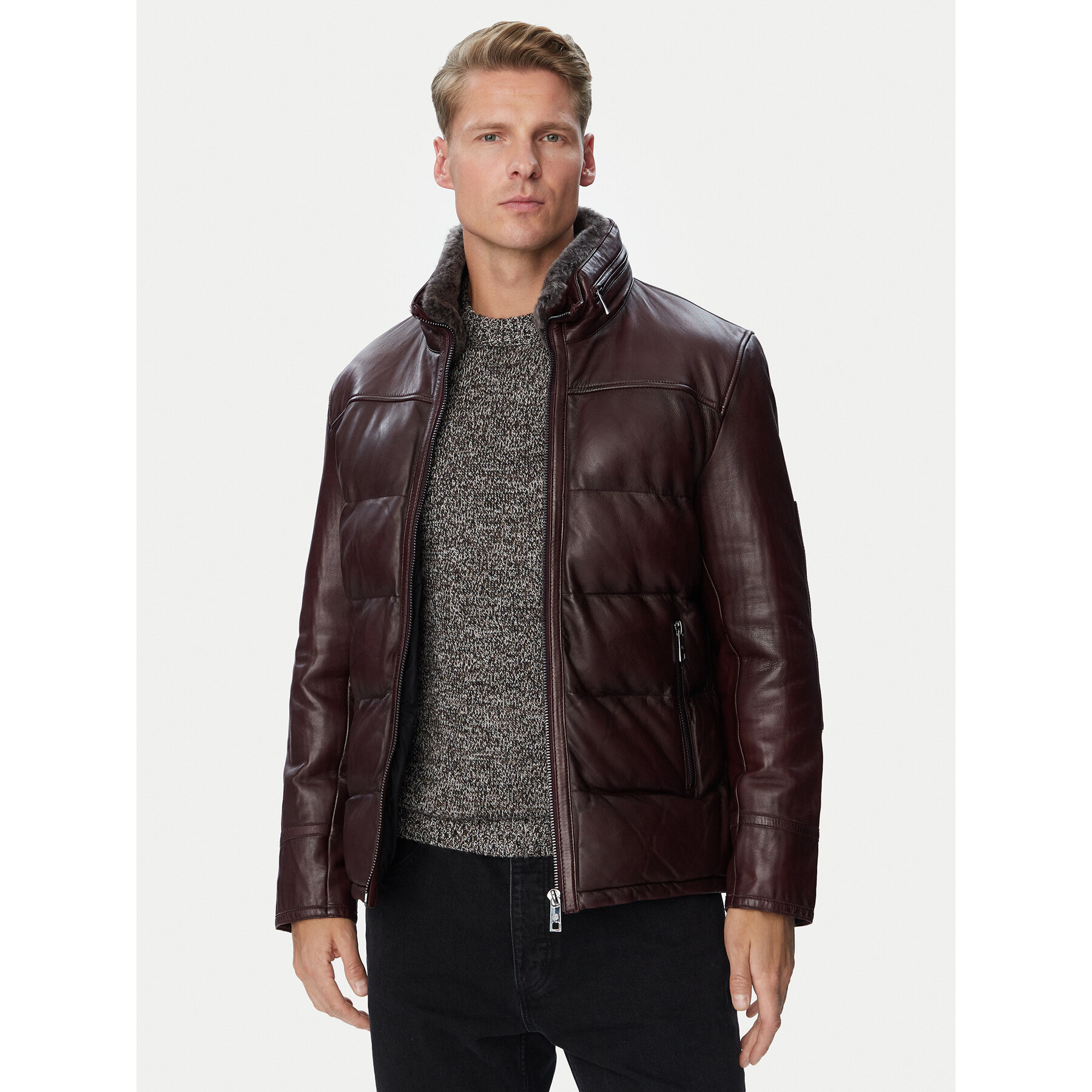 Milestone Lederjacke Kilian 631055 21590 Dunkelrot Regular Fit