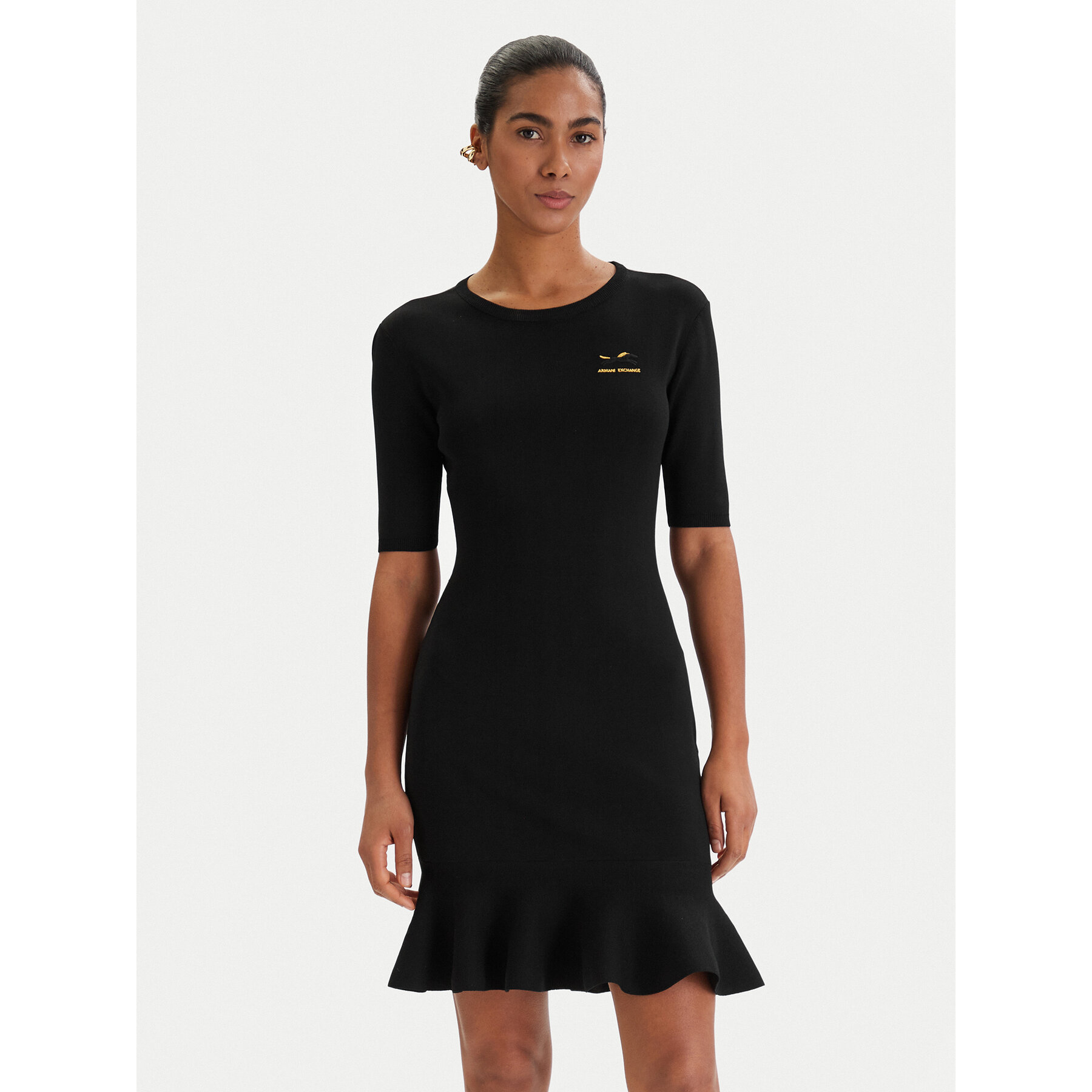 Armani Exchange Strickkleid XW001872 AF10352 Schwarz Slim Fit
