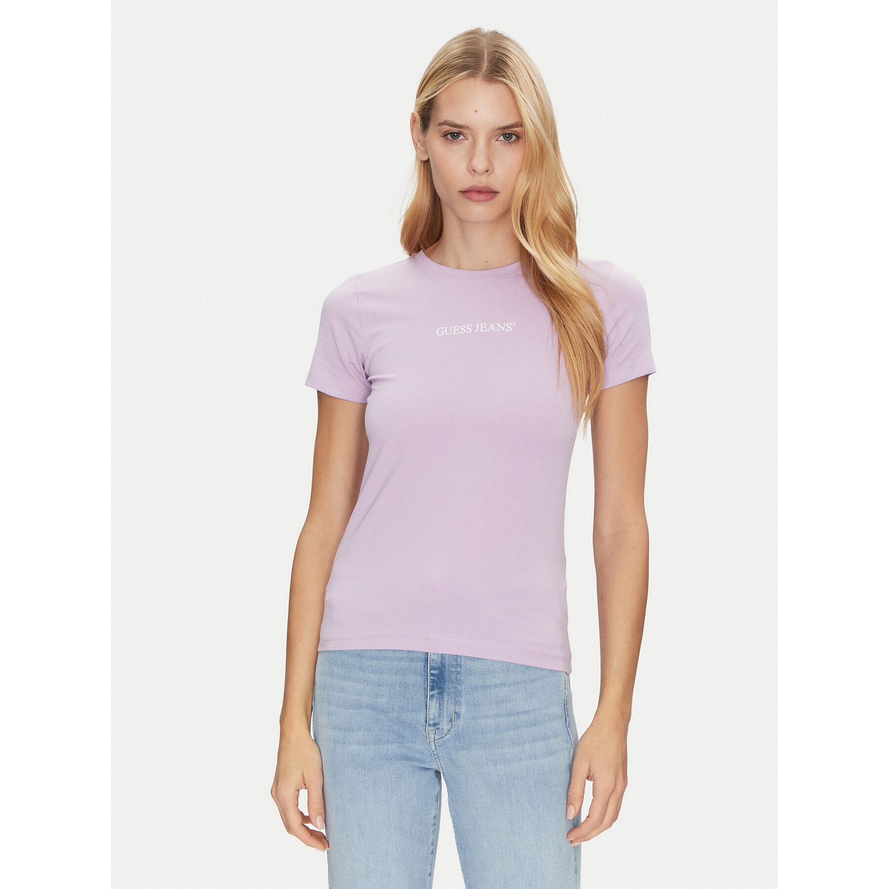 Guess Jeans T-shirt W4YI01 J1314 Ljubičasta Slim Fit
