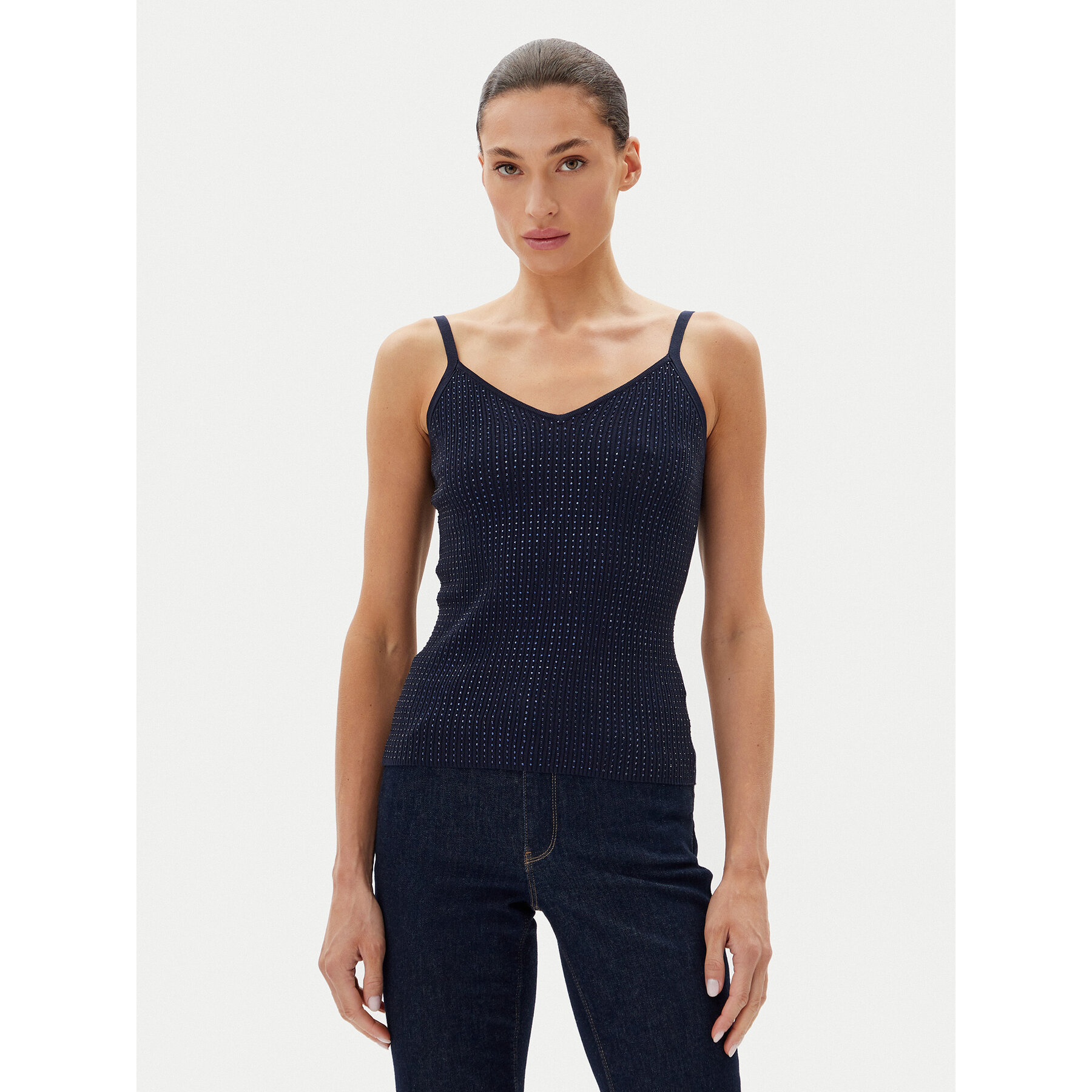 Fracomina Fracomina Τοπ FR25ST4006K410J9 Σκούρο μπλε Slim Fit