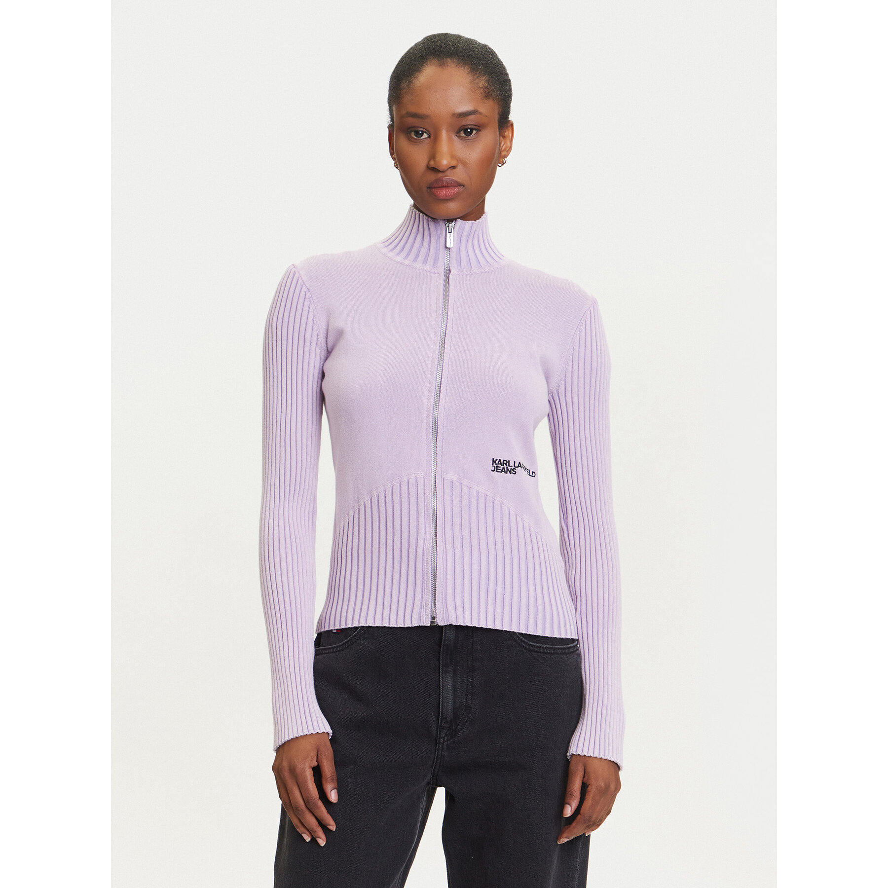 Karl Lagerfeld Jeans Strickjacke A3W18010 Violett Slim Fit