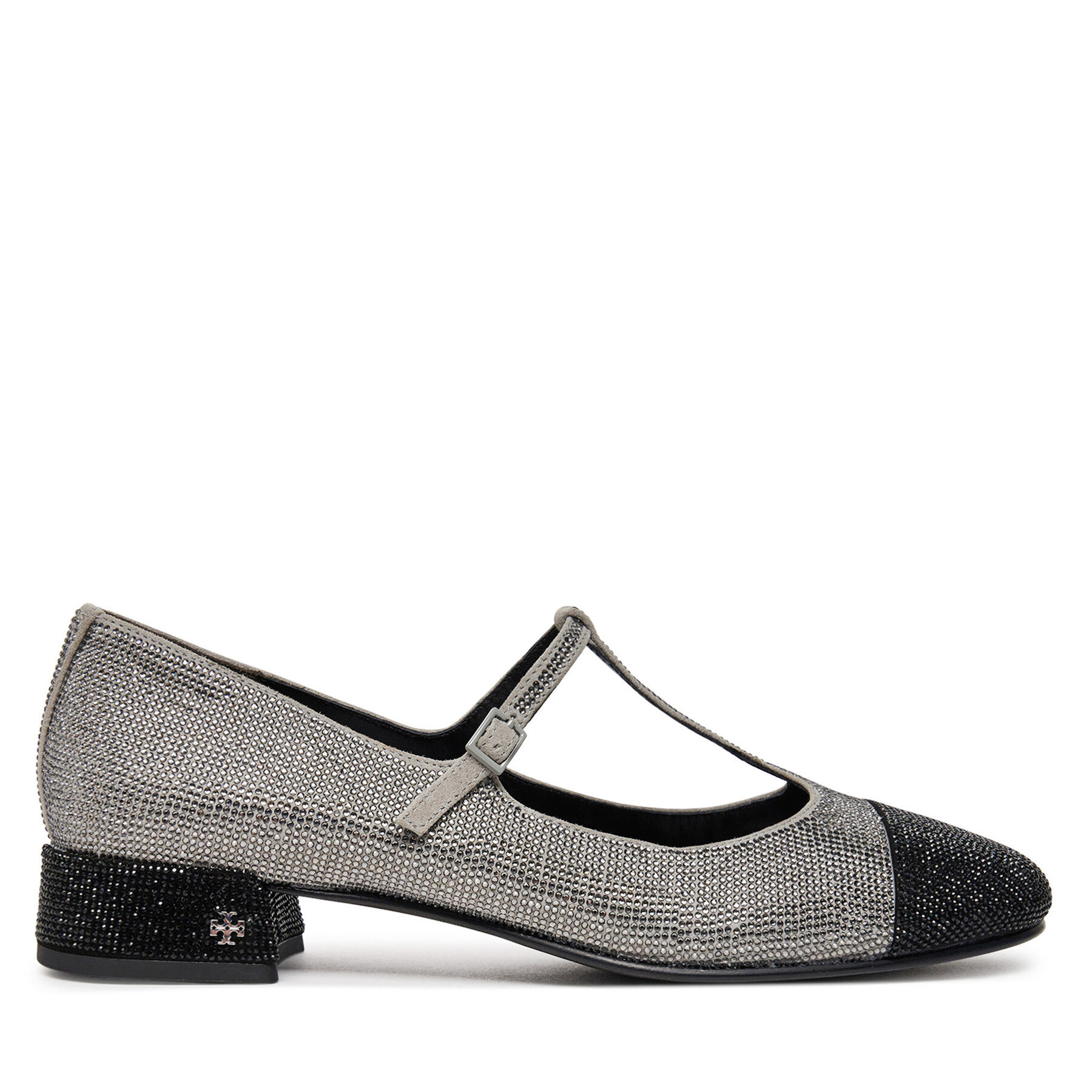 Ballerinaskor Tory Burch Cap-Toe T-Strap Pave Heeled 159830 Silver