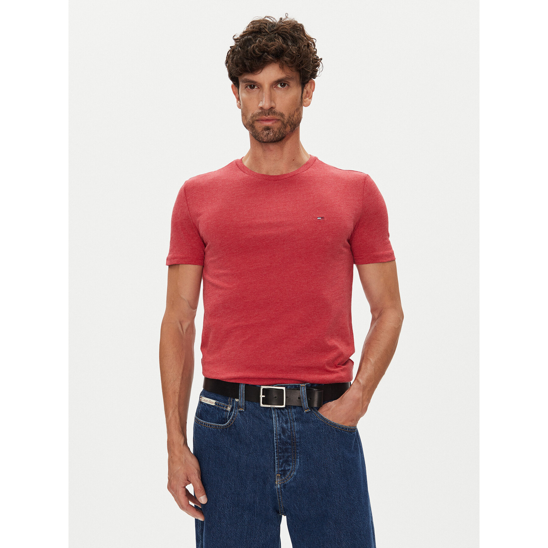 Tommy Jeans T-shirt Jaspe DM0DM20363 Rosso Slim Fit