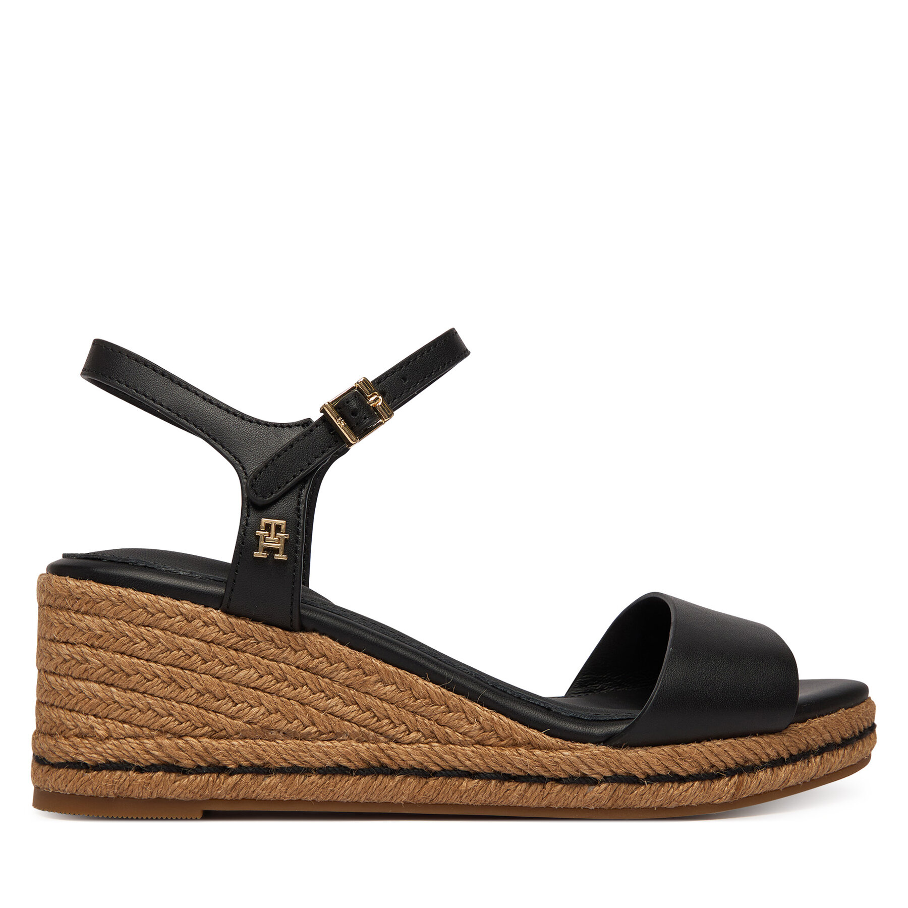 Espadrile Tommy Hilfiger Mid Wedge Espad Leather FW0FW09340 Negru