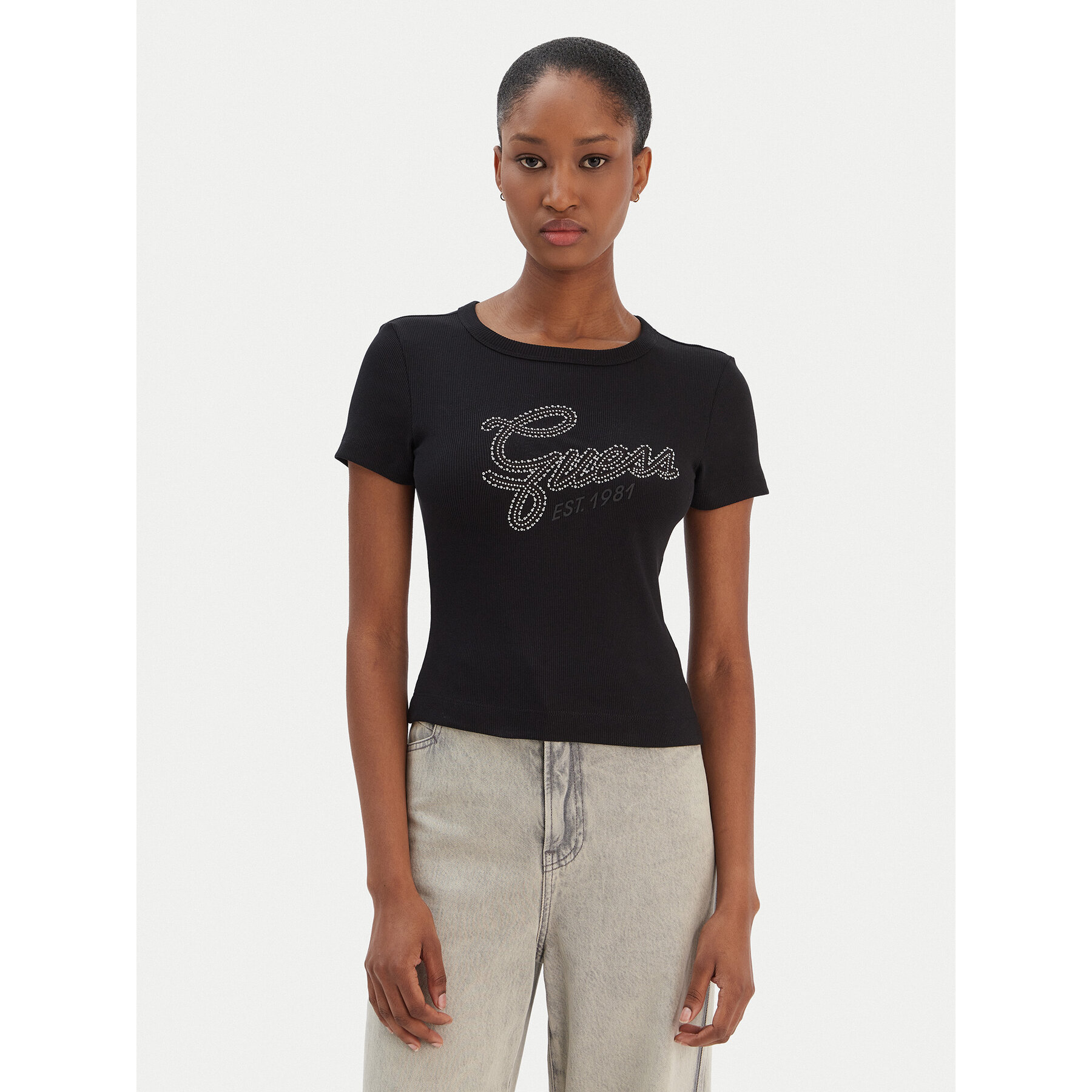 Guess T-Shirt W6RI22 KA0H1 Schwarz Slim Fit