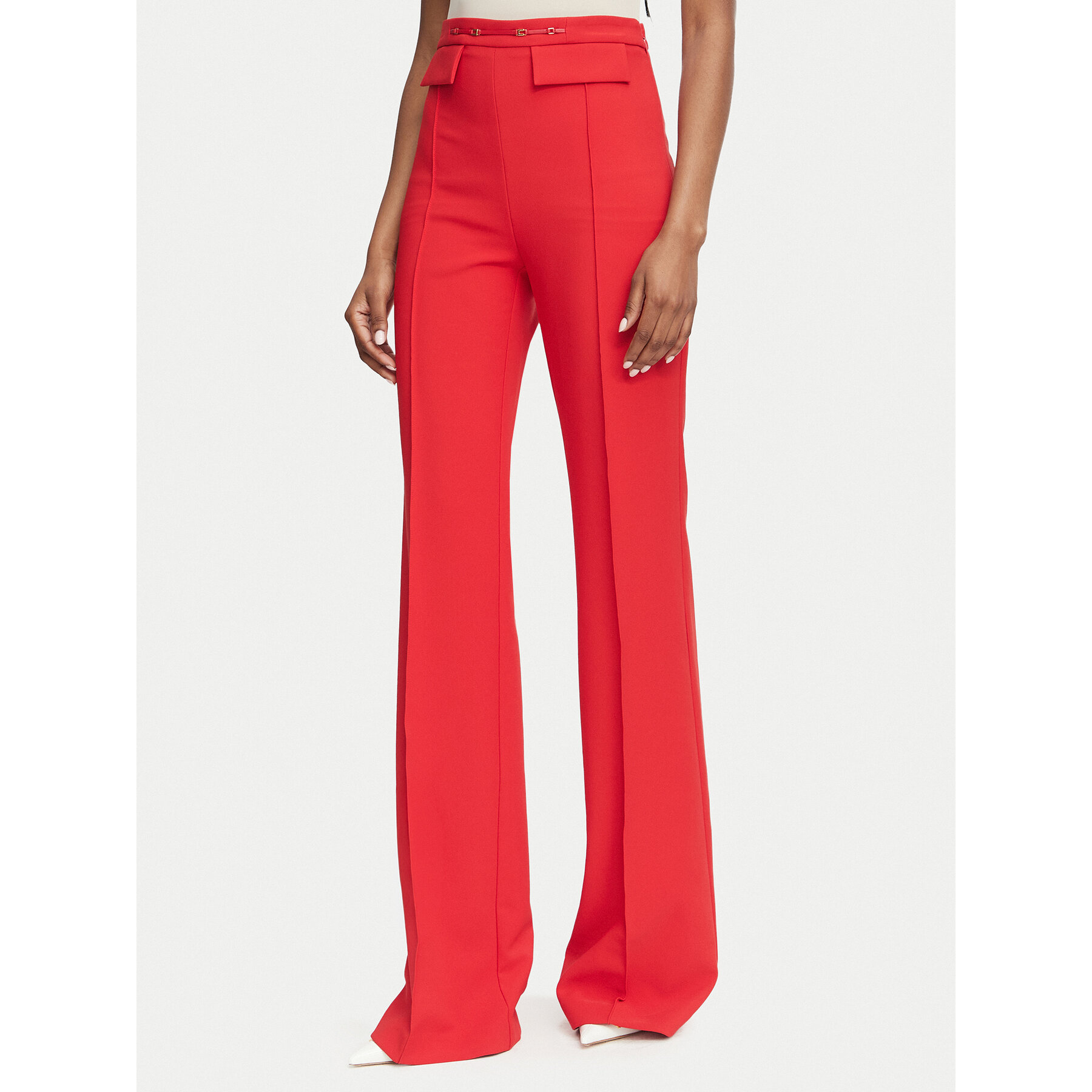Elisabetta Franchi Stoffhose PA-196-66E2-V360 Rot Palazzo Fit