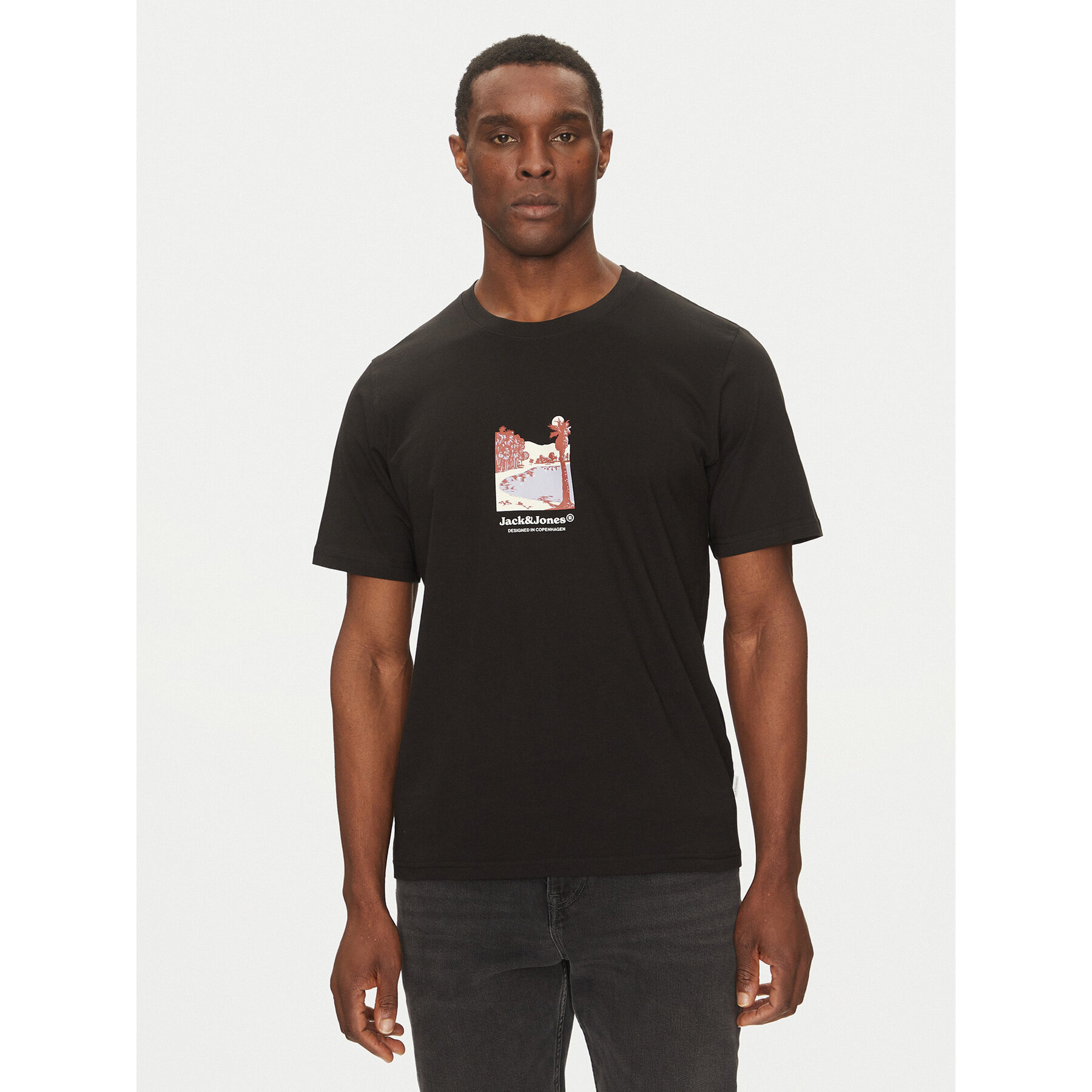 Jack & Jones Póló Split Graphic 12273000 Fekete Regular Fit