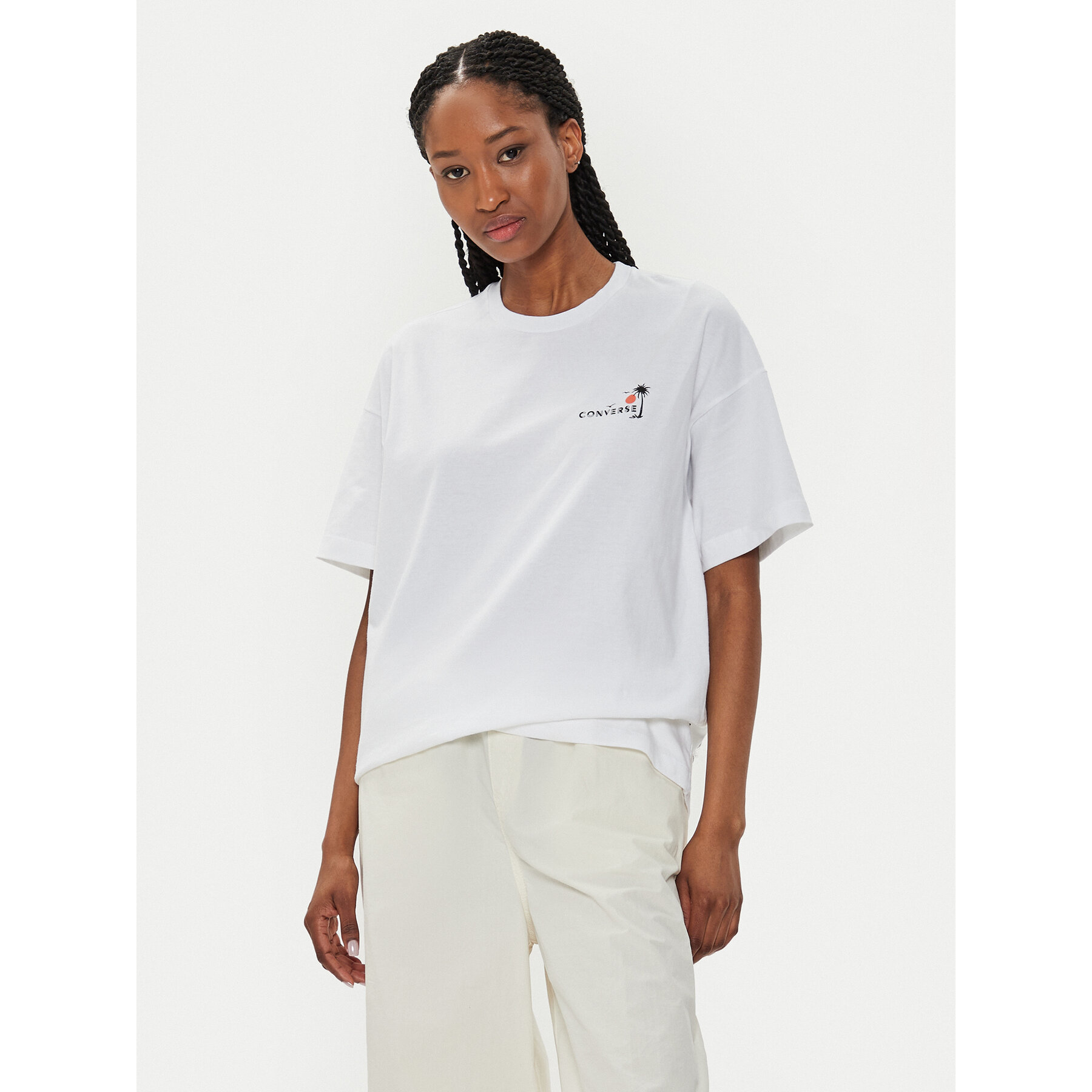 Converse T-Shirt W Beach Scenentee 10026378-A01 Λευκό Regular Fit