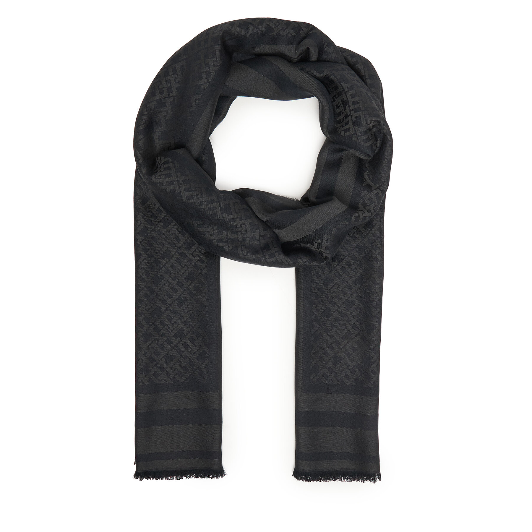 Šál Tommy Hilfiger Th Monogram Scarf AW0AW18273 Čierna