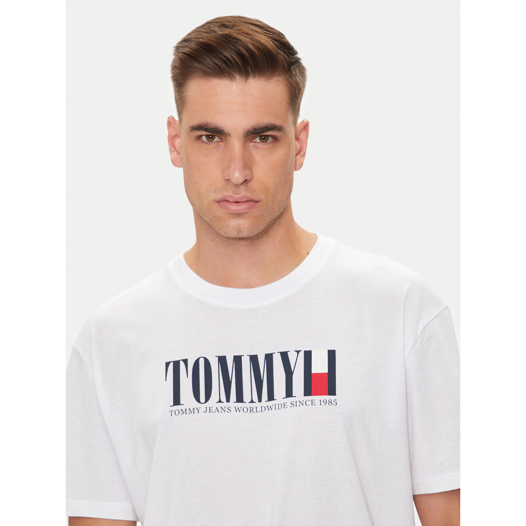 Tommy Jeans T-Shirt DNA Flag DM0DM18533 Λευκό Regular Fit
