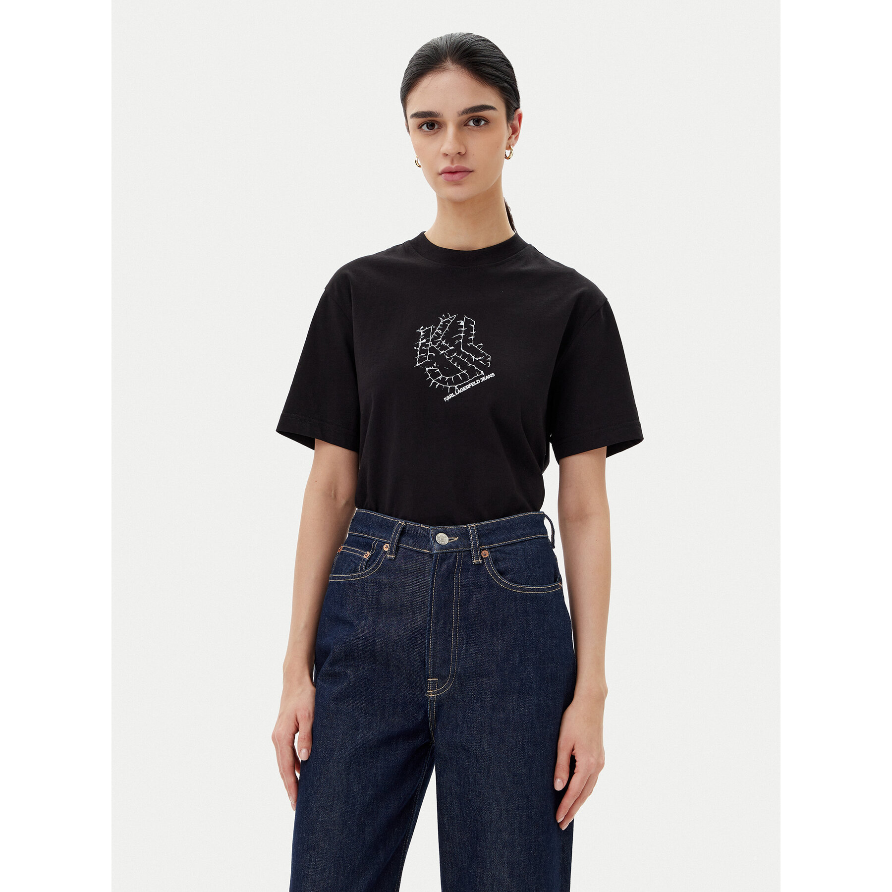 Karl Lagerfeld Jeans Póló A2W17077 Fekete Regular Fit