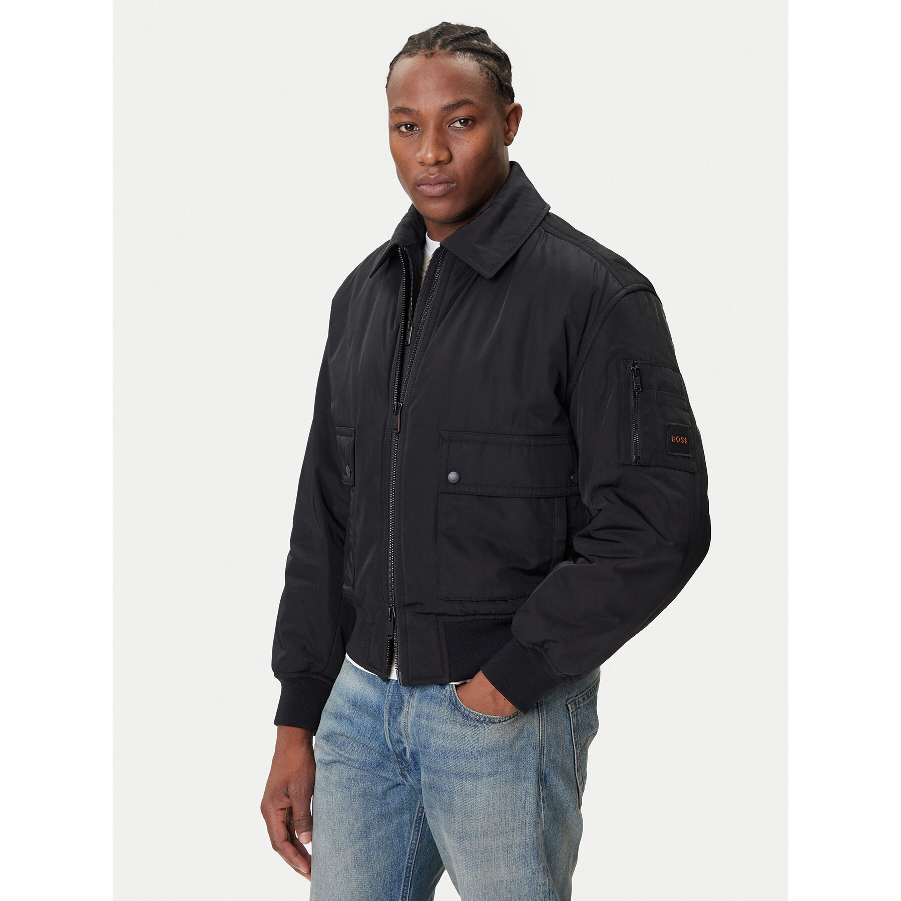 BOSS Bomberjacke Oking 50543492 Schwarz Oversize