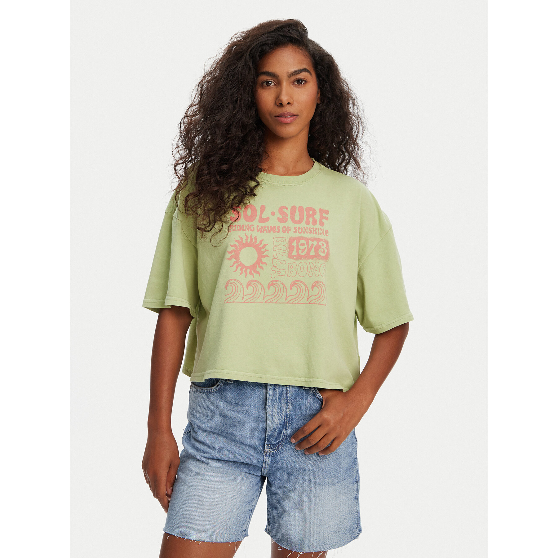Billabong Póló Sol Surf EBJZT00428 Zöld Oversize