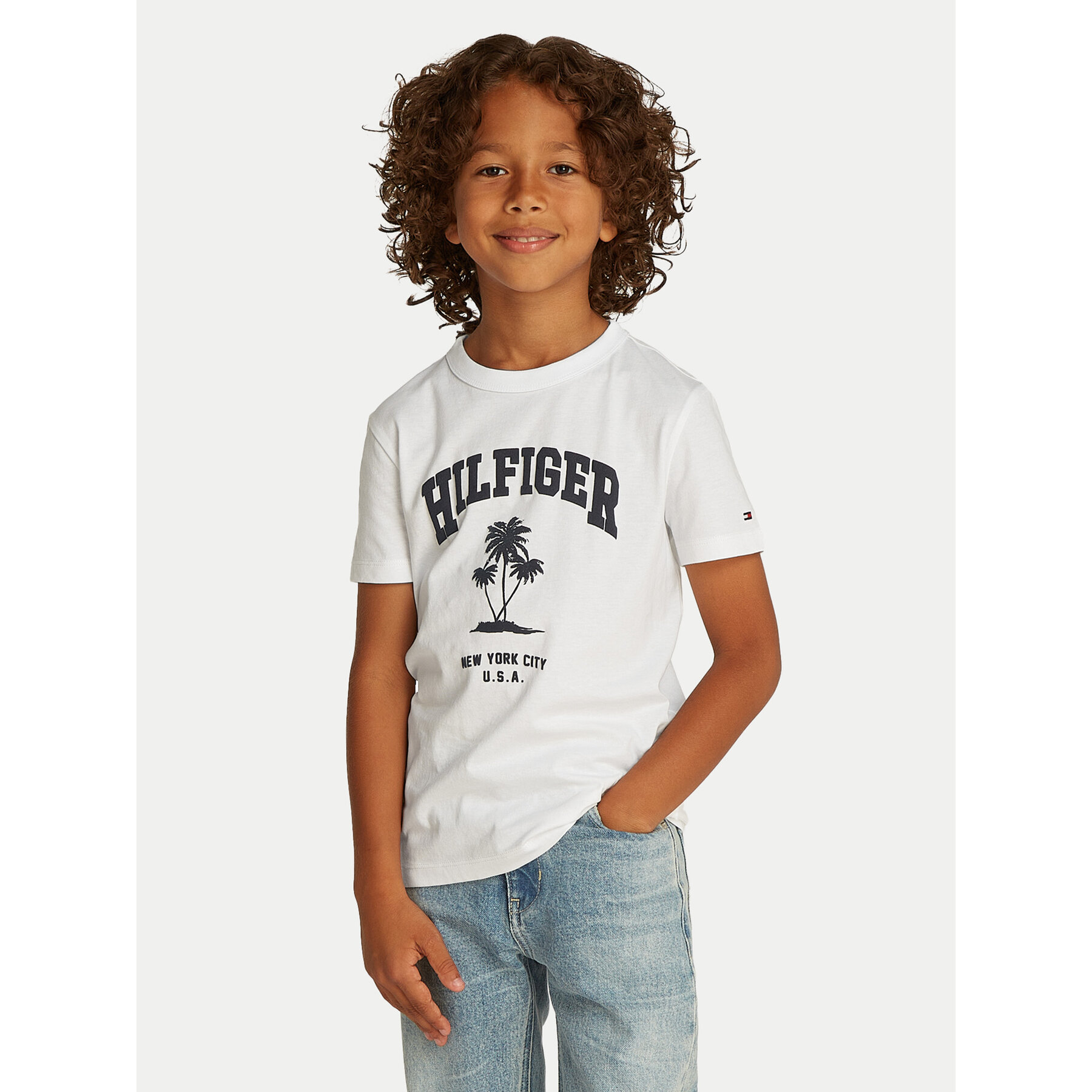Tommy Hilfiger Póló Palm Print KB0KB09649 D Fehér Regular Fit